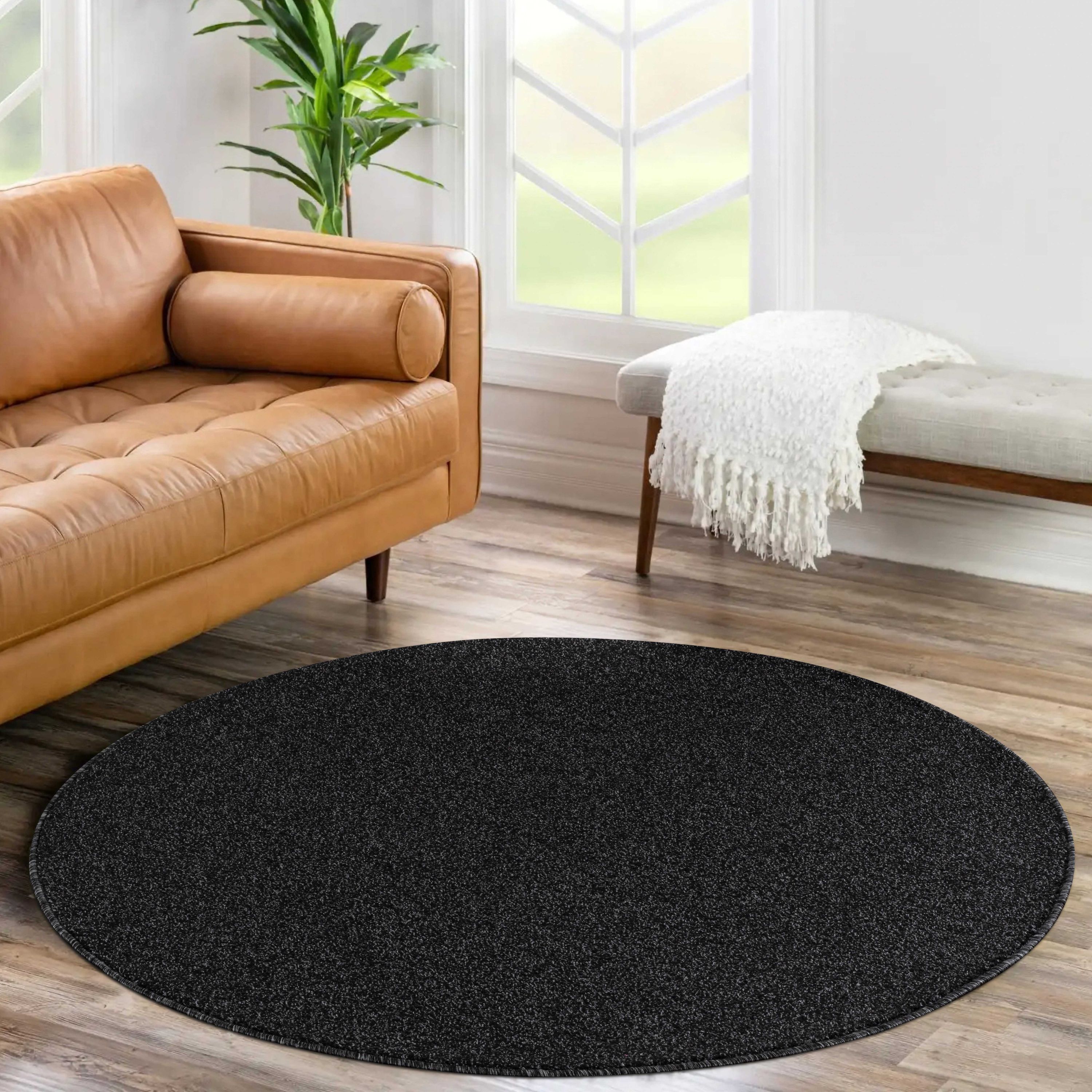 Solid color rug for living room, bedroom, dining room, short pile, soft, anthracite