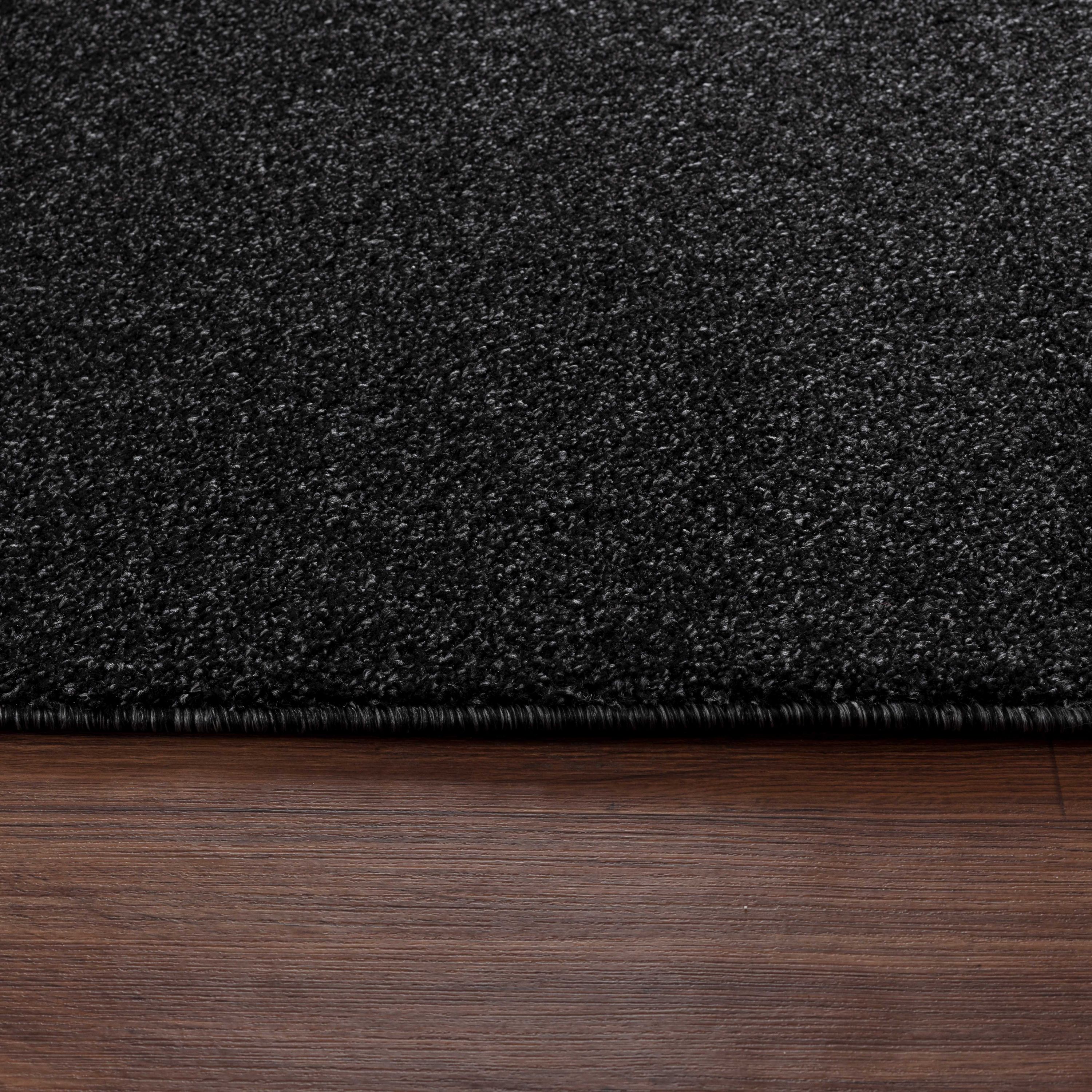 Solid color rug for living room, bedroom, dining room, short pile, soft, anthracite