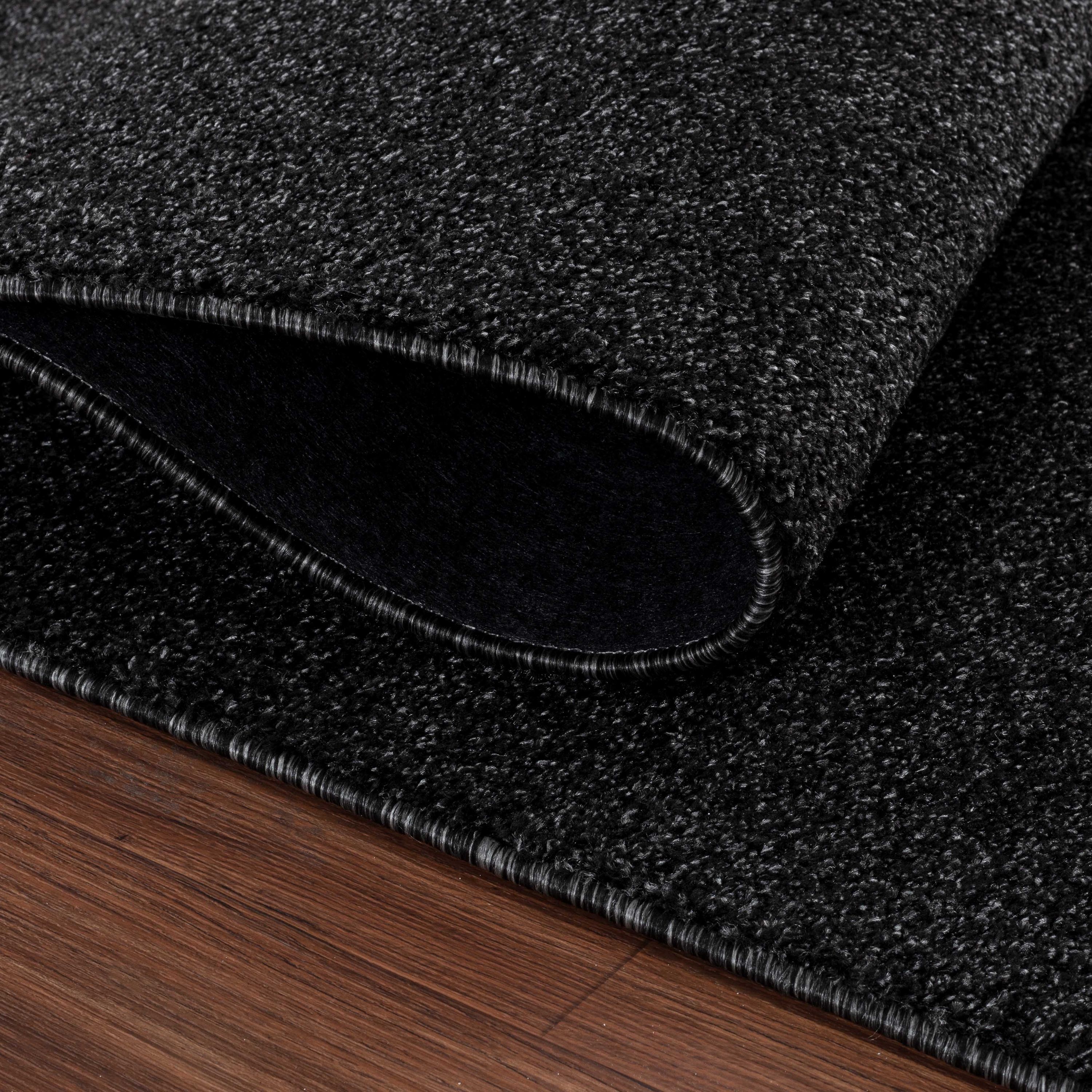 Solid color rug for living room, bedroom, dining room, short pile, soft, anthracite
