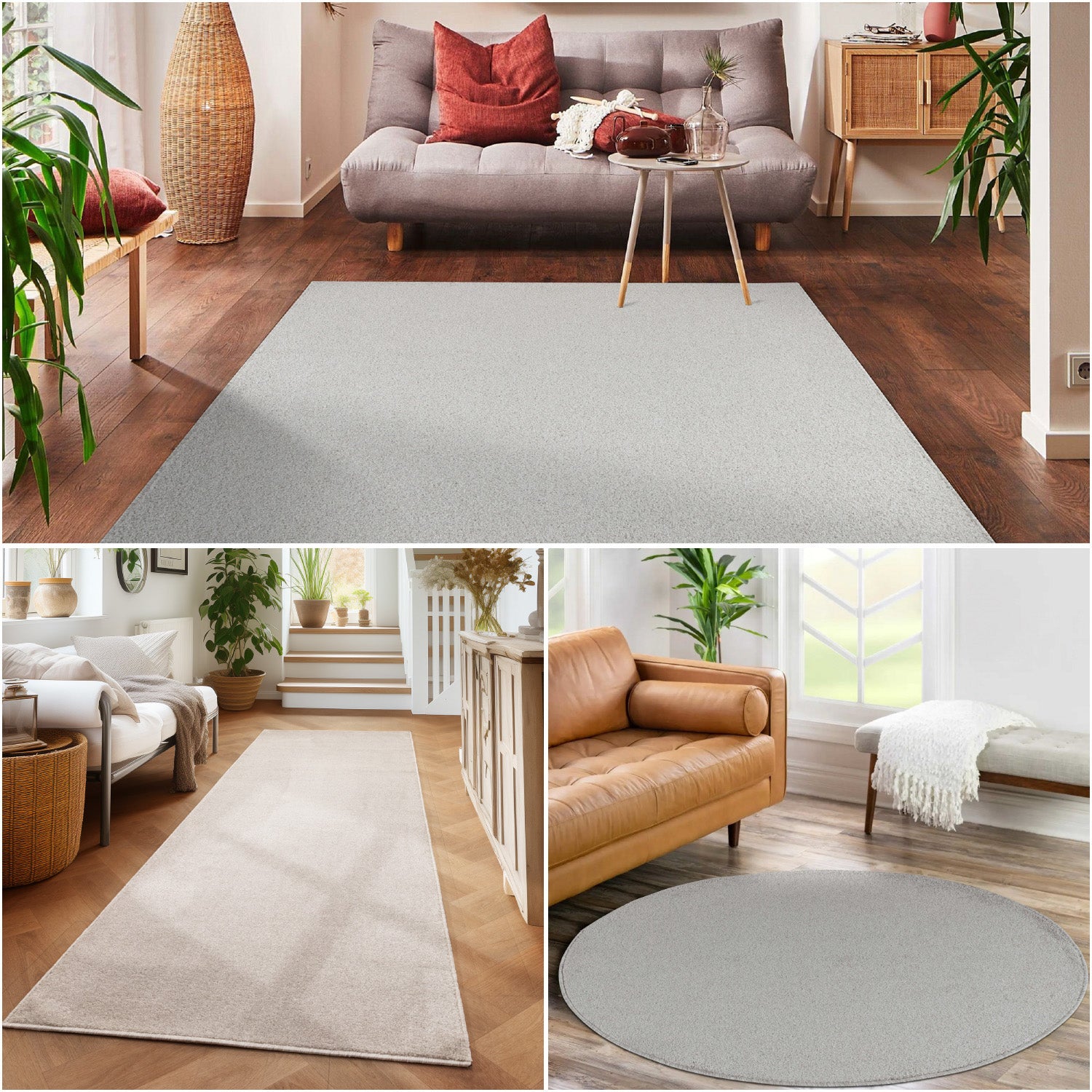 Einfarbiger Teppich Wohnzimmer Schlafzimmer Läufer Küchenteppich Kurzflor Weich
