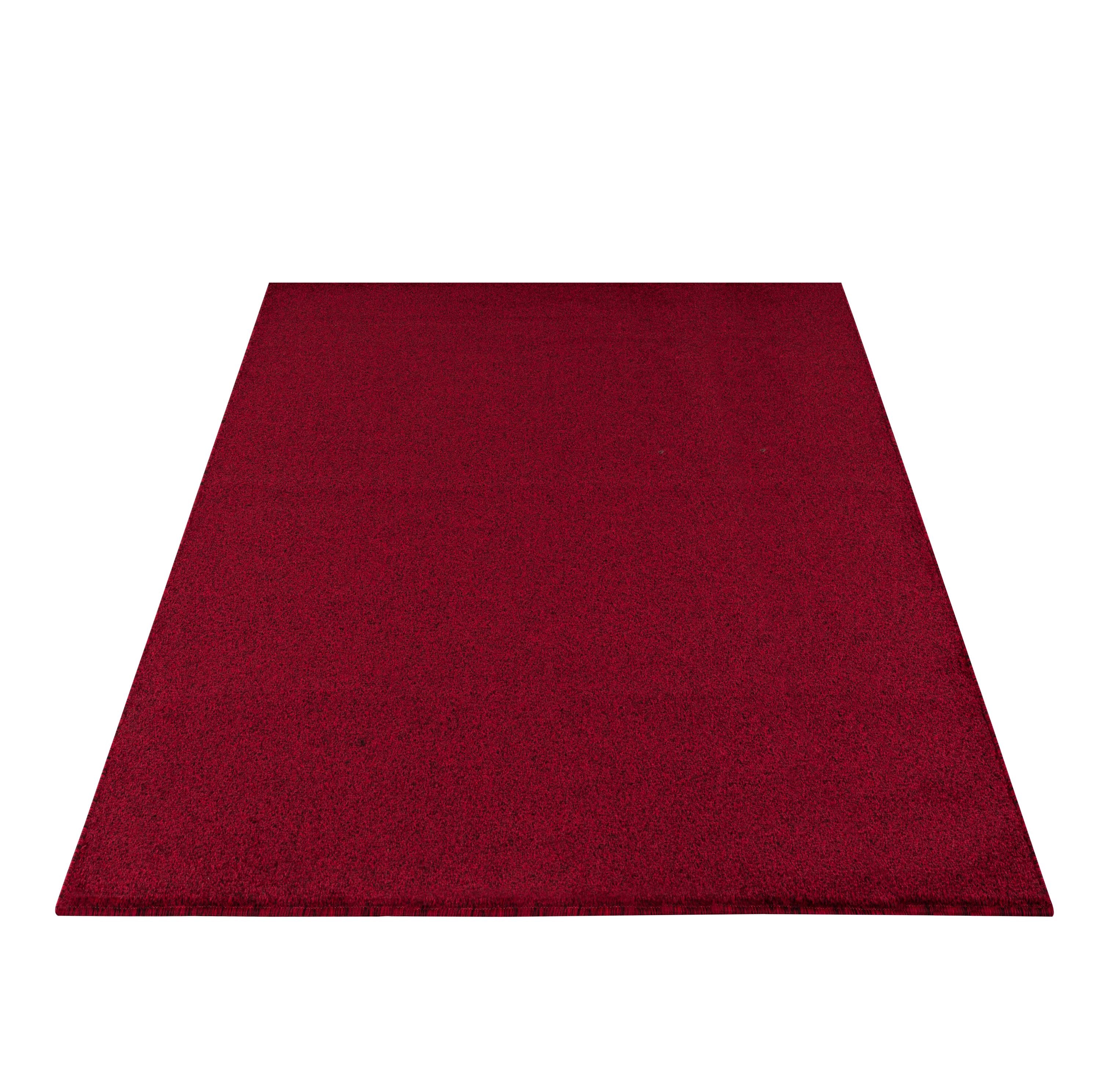 Tapis uni pour salon, chambre, cuisine, à poils courts, doux, rouge