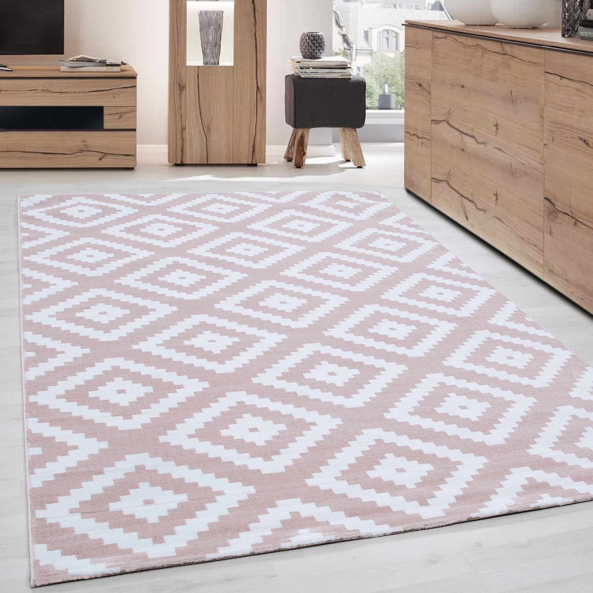 Modern short pile carpet living room diamond design soft pile easy to care for