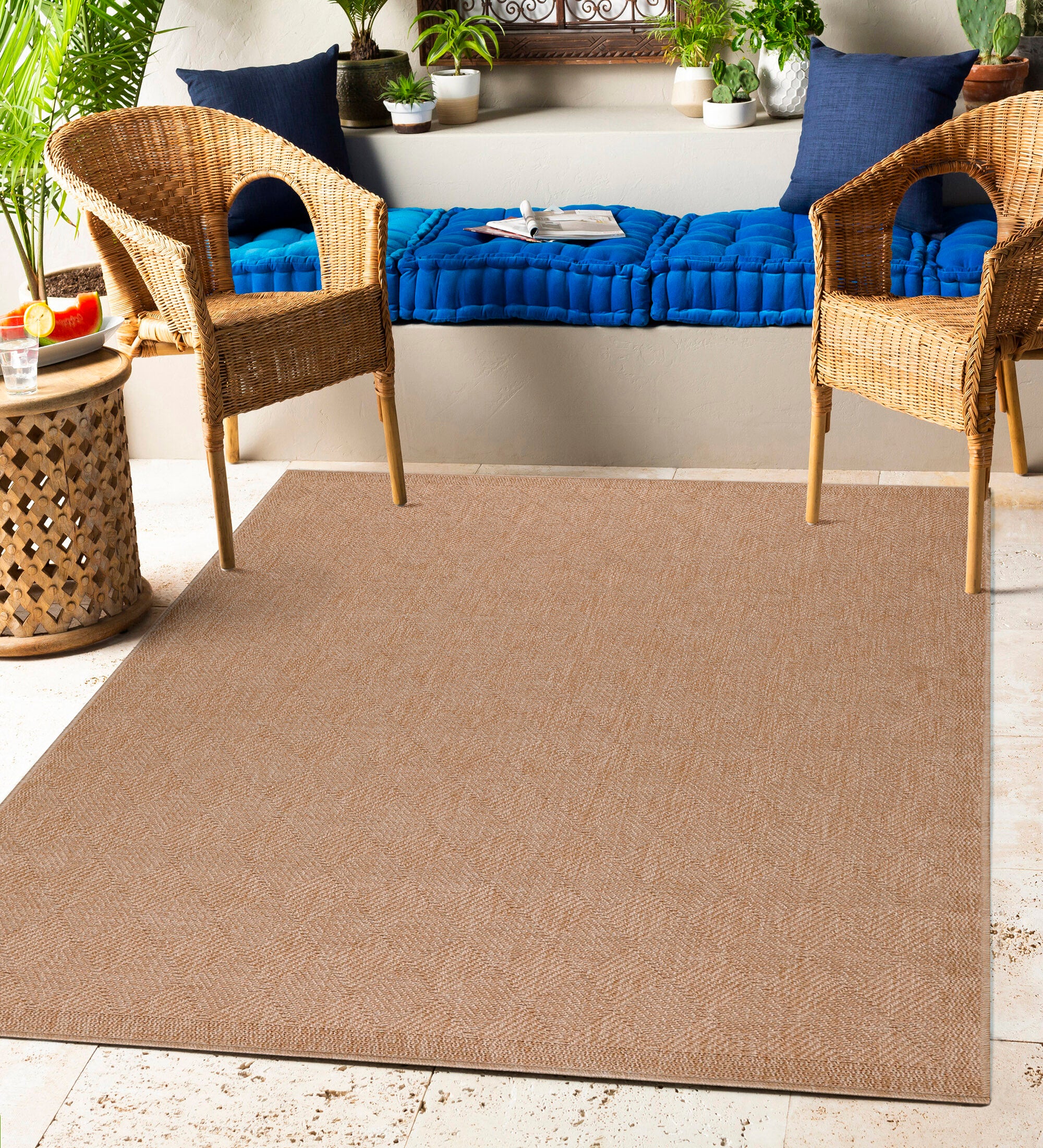 Indoor & Outdoor Rug Weatherproof Vintage Design Natural Look Kitchen Balcony Patio