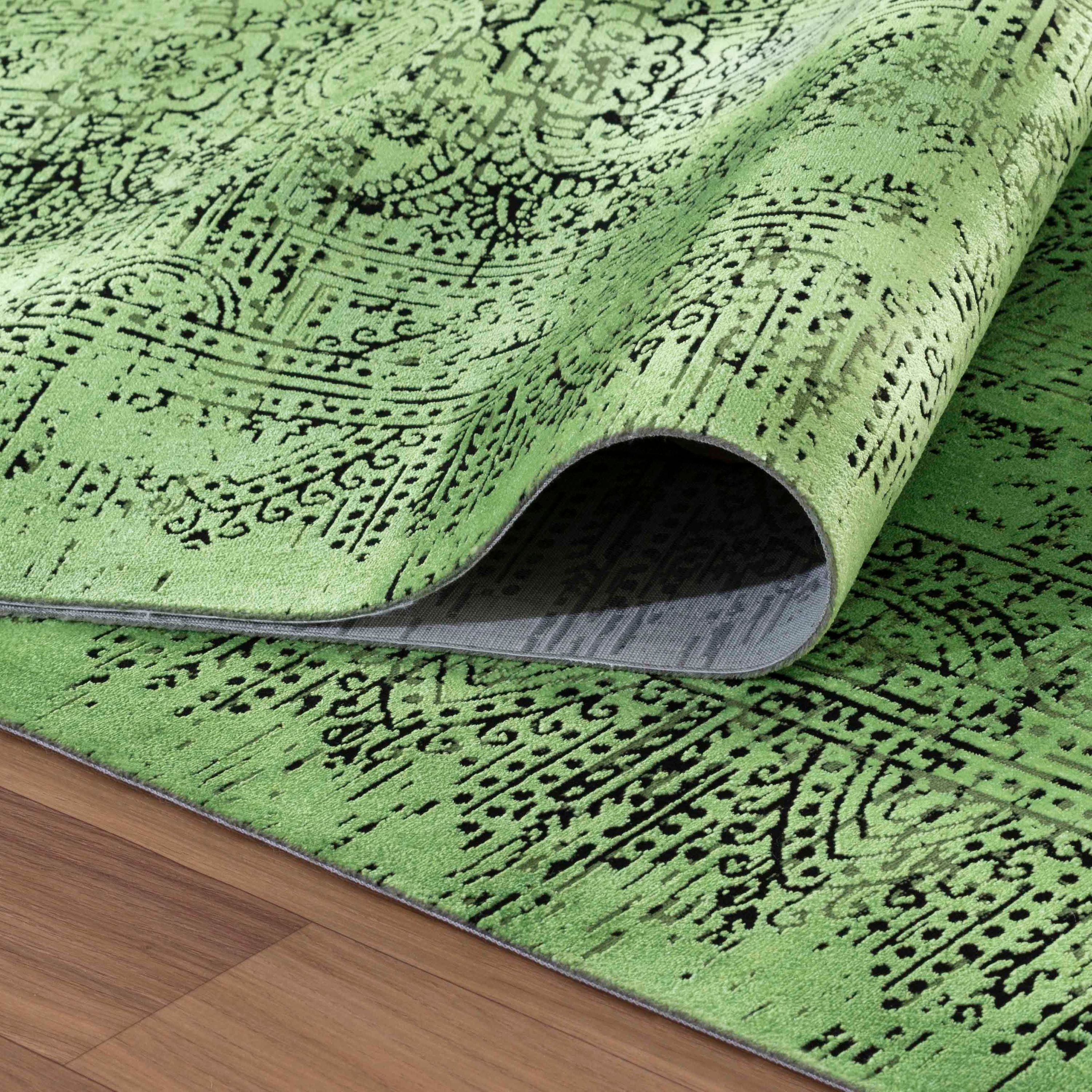 Short pile thin carpet vintage design viscose look soft carpet living room