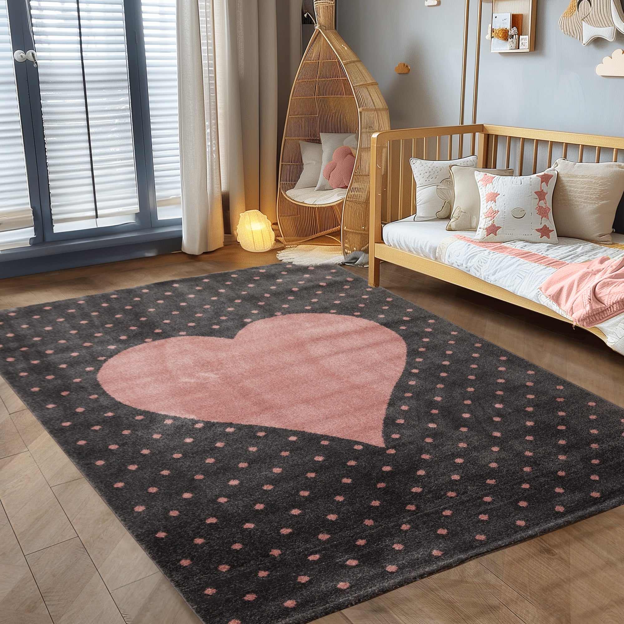 Children's carpet children's room heart design children's carpet baby room soft pile