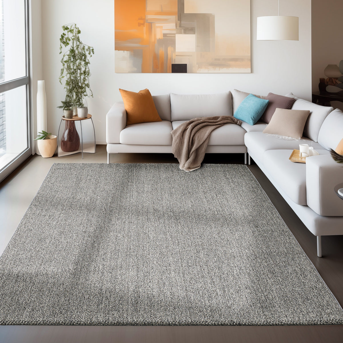 Carpettex Schlingenflor Teppich Einfarbig Weich Pflegeleicht