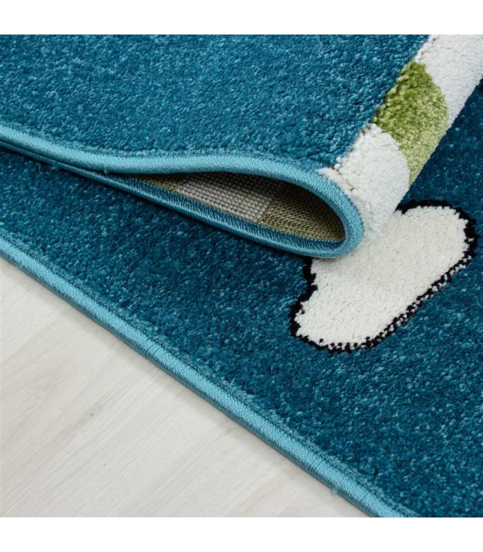 Tapis enfant poils courts phare bateau de mer chambre d'enfant gris beige
