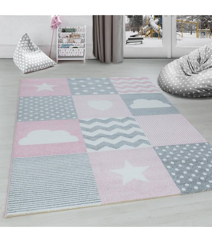 Tapis enfant poils courts phare bateau de mer chambre d'enfant gris beige