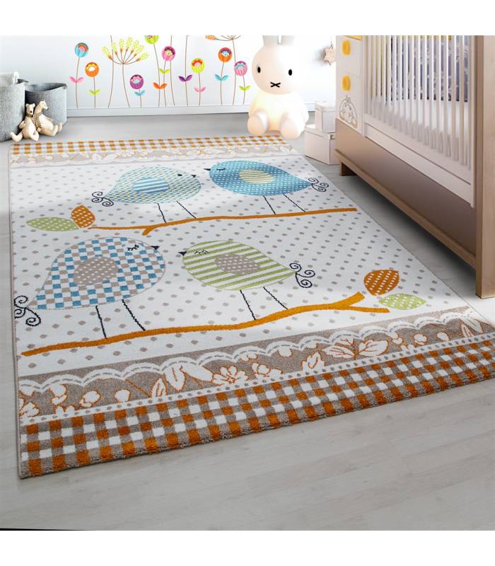 Tapis enfant poils courts phare bateau de mer chambre d'enfant gris beige