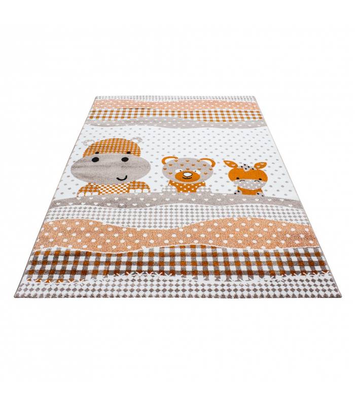 Tapis enfant poils courts phare bateau de mer chambre d'enfant gris beige