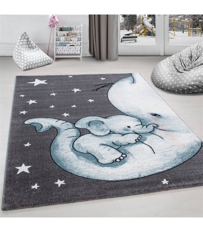Tapis enfant poils courts phare bateau de mer chambre d'enfant gris beige