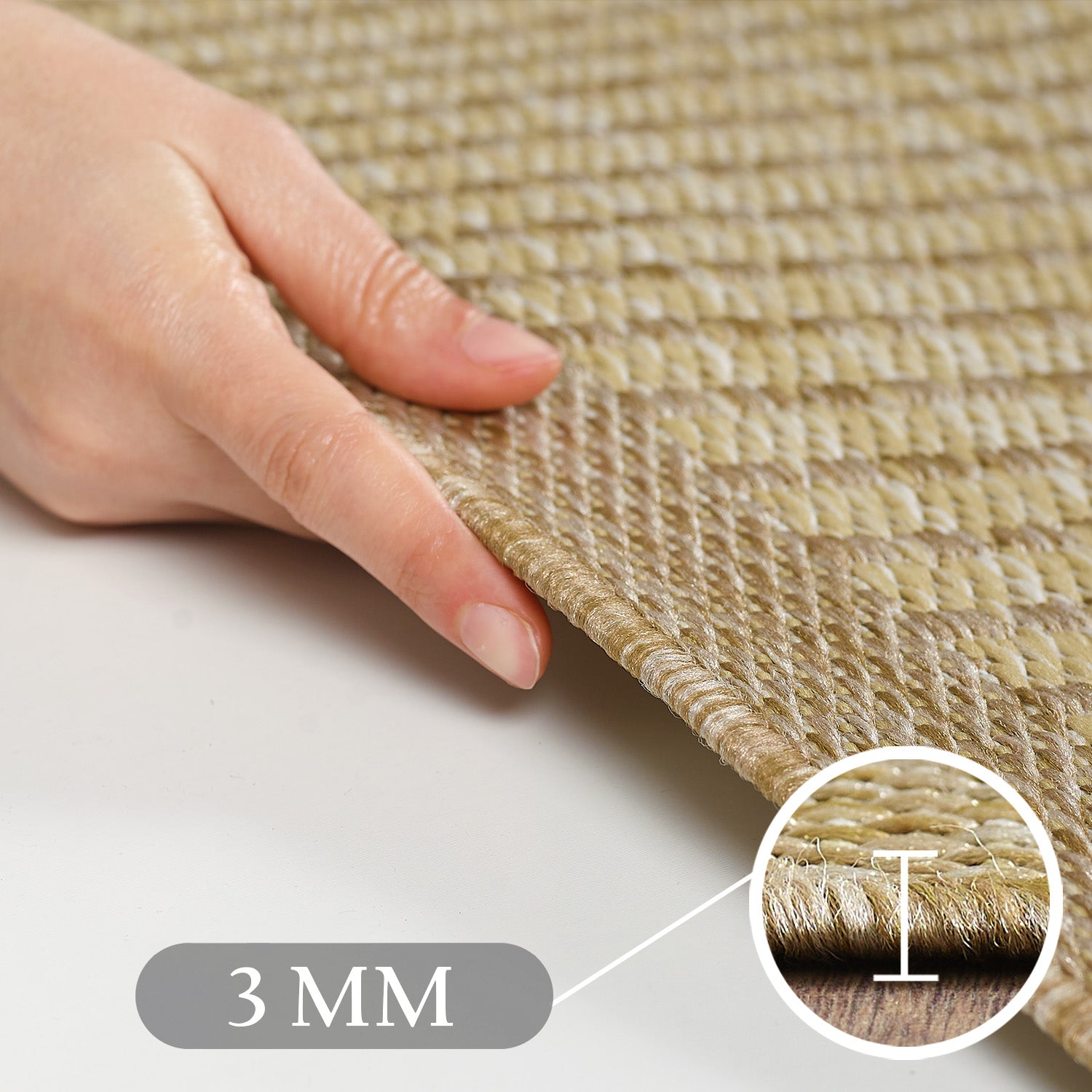 Tapis de couloir beige à poils longs pour salon, style bohème scandinave, motif 3D