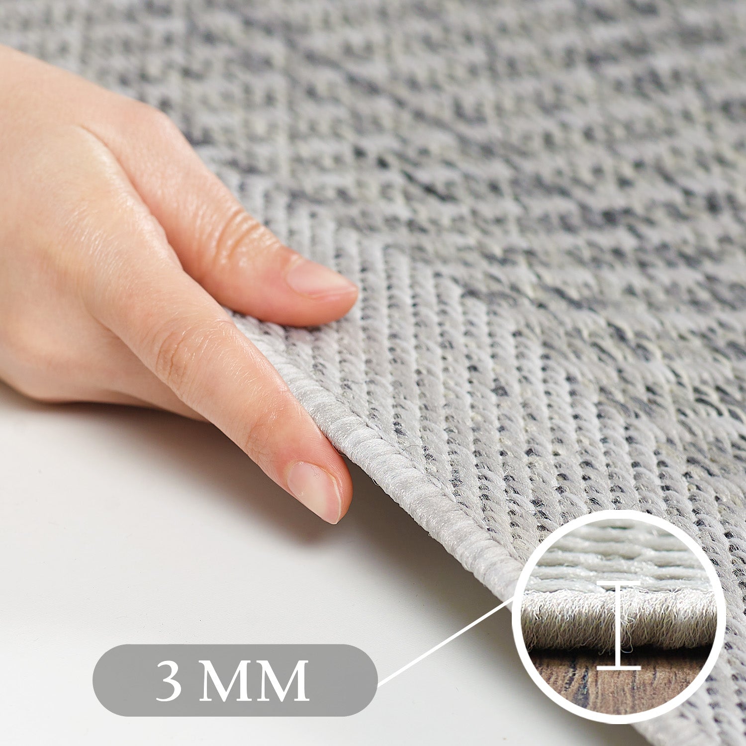 Tapis de couloir beige à poils longs pour salon, style bohème scandinave, motif 3D