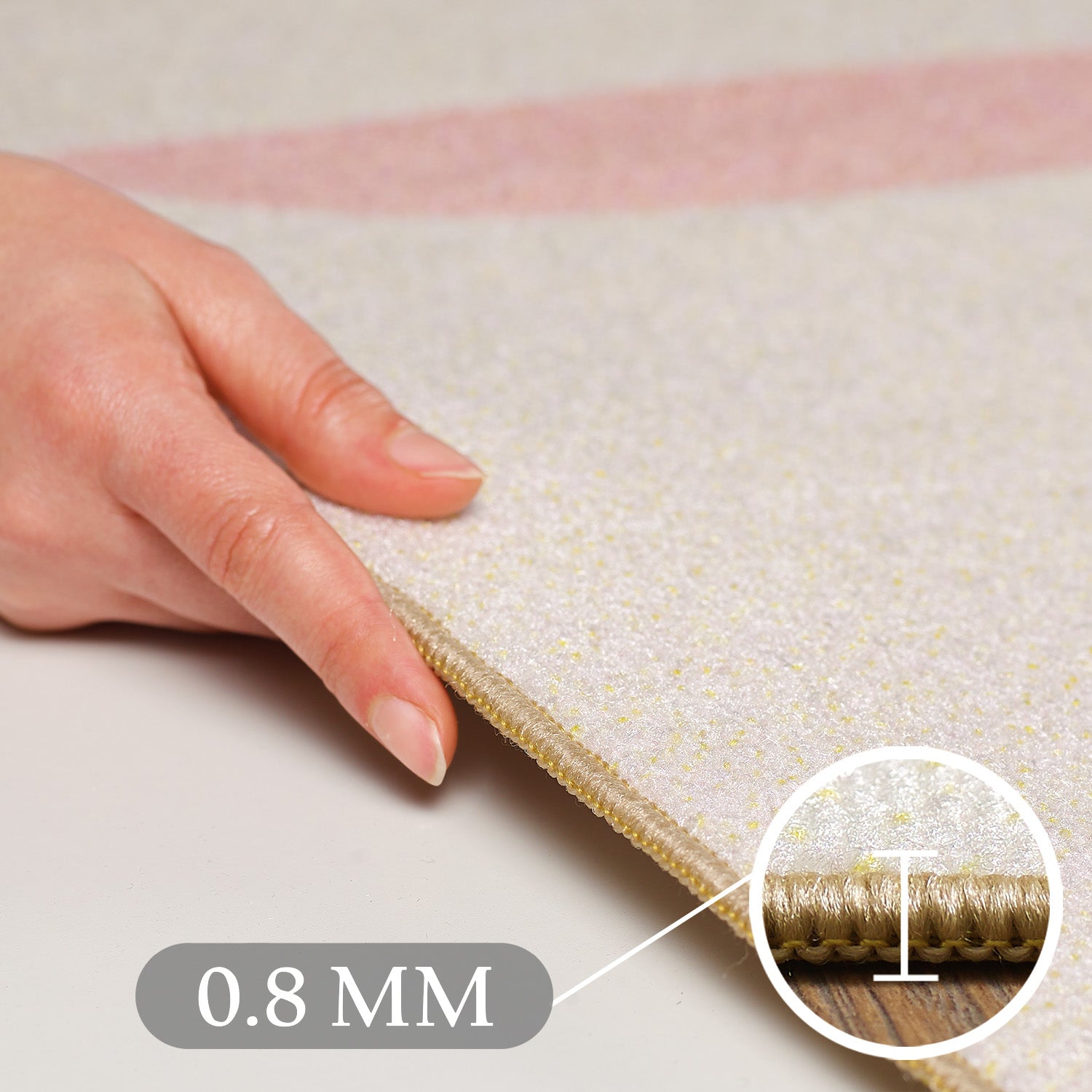 Cream-colored children's rug for girls and boys, fluffy, washable, soft