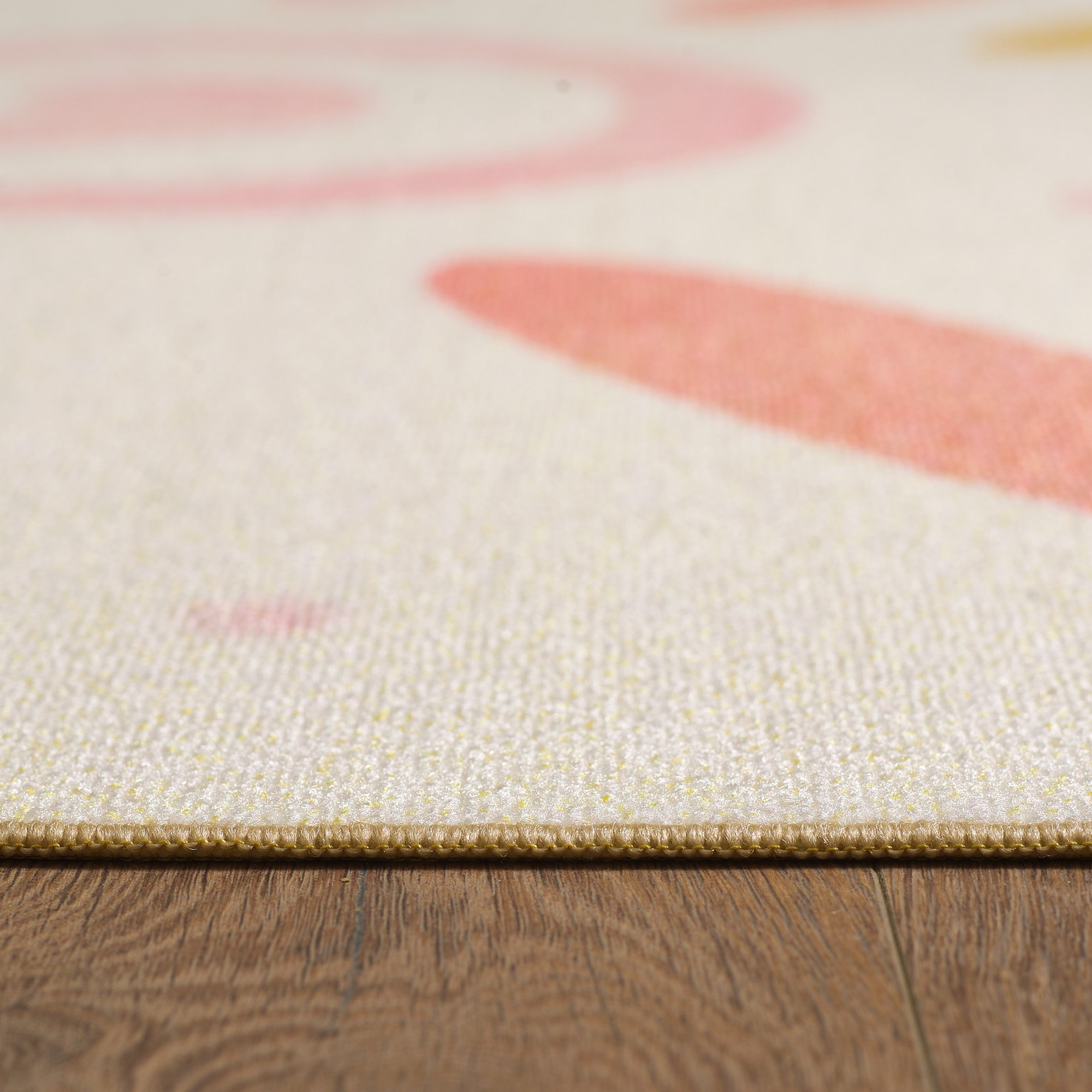 Cream-colored children's rug for girls and boys, fluffy, washable, soft