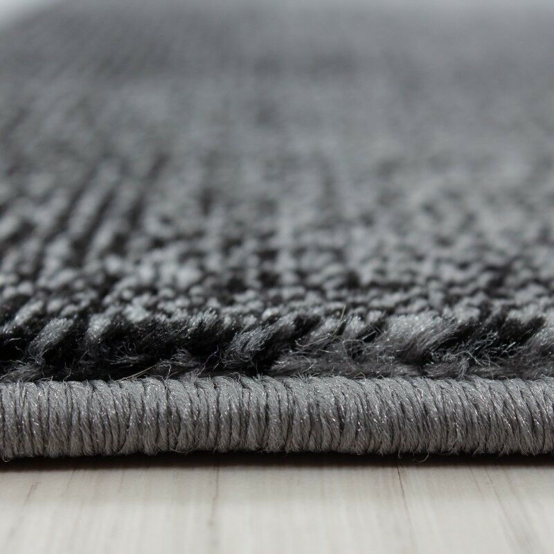 Tapis de couloir à poils courts, tapis de salon à motifs noir gris chiné
