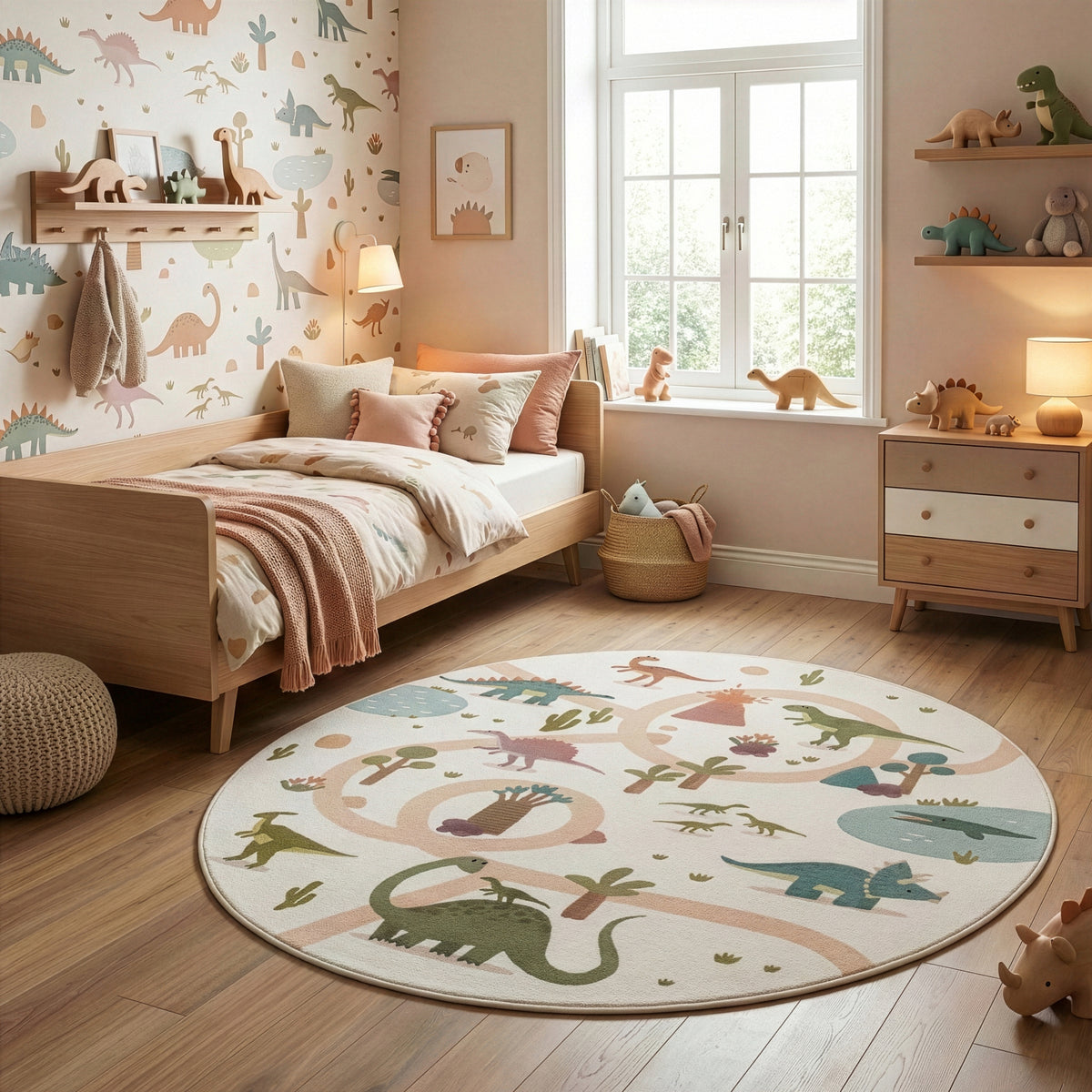 Carpettex Kinderteppich Dinosaurier Dino Straßen Spielteppich