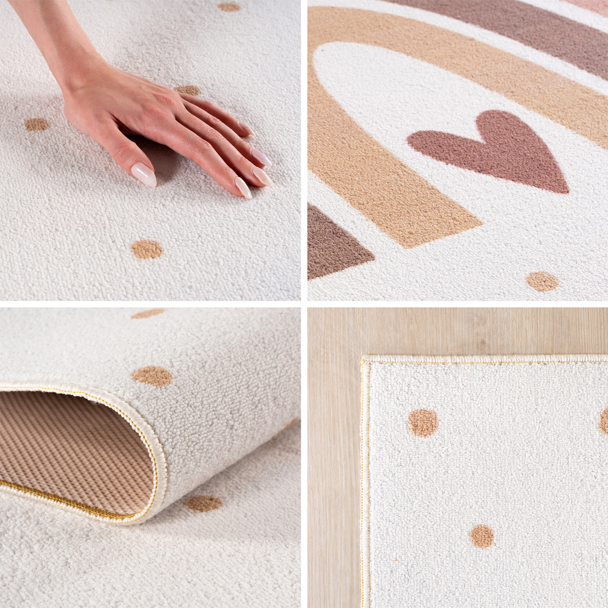 Carpettex Kinderteppich Regenbogen Herz Spielteppich