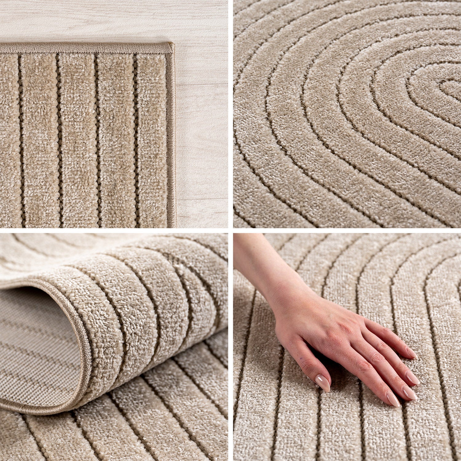 Tapis d'extérieur Carpettex, résistant aux intempéries, pour salon/balcon, effet 3D, lavable, beige