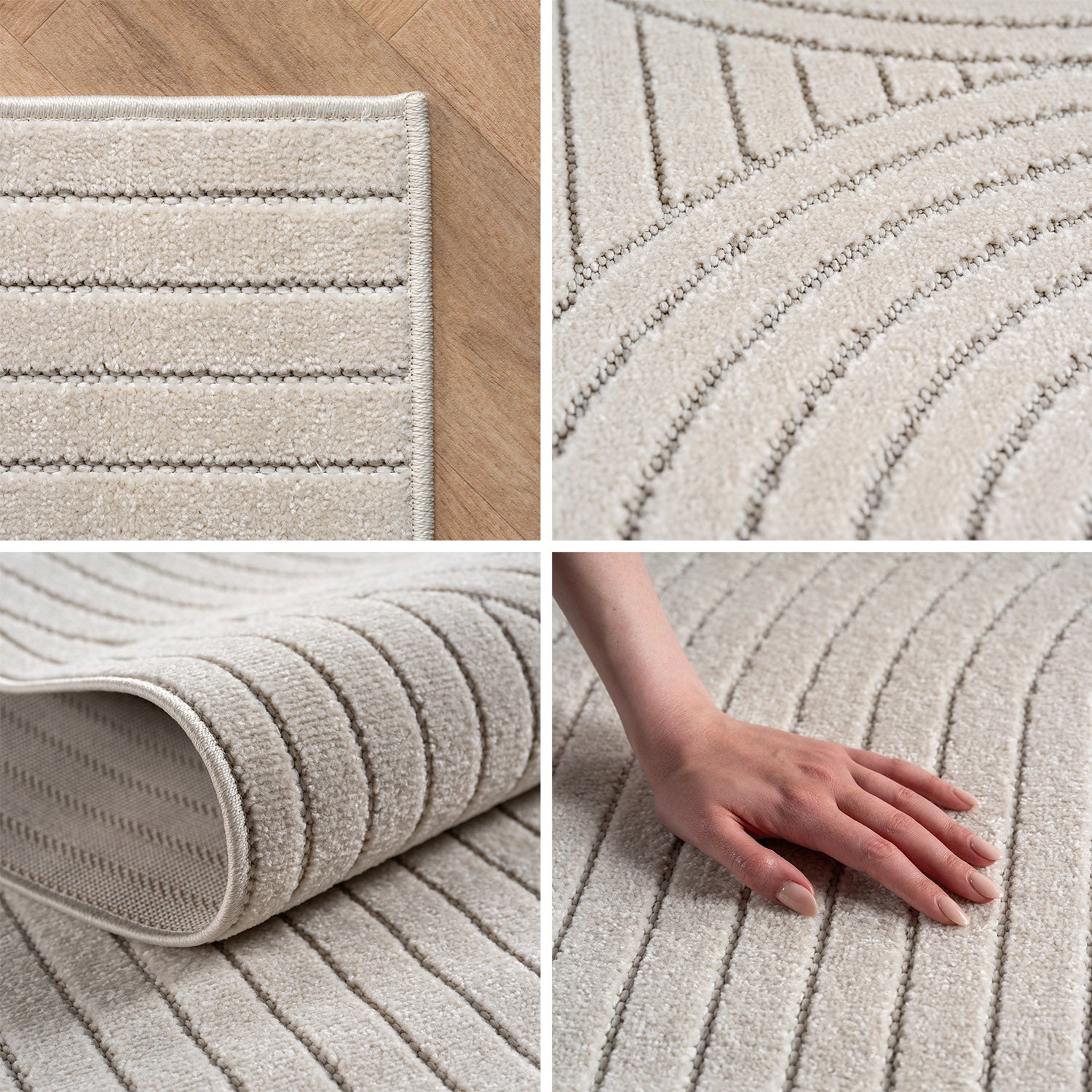 Tapis d'extérieur Carpettex, résistant aux intempéries, pour salon/balcon, effet 3D, lavable, couleur crème