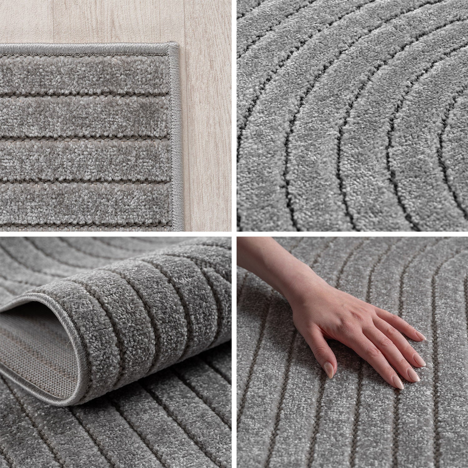 Carpettex Outdoor Rug, Weatherproof, Living Room/Balcony, 3D Effect, Washable, Grey