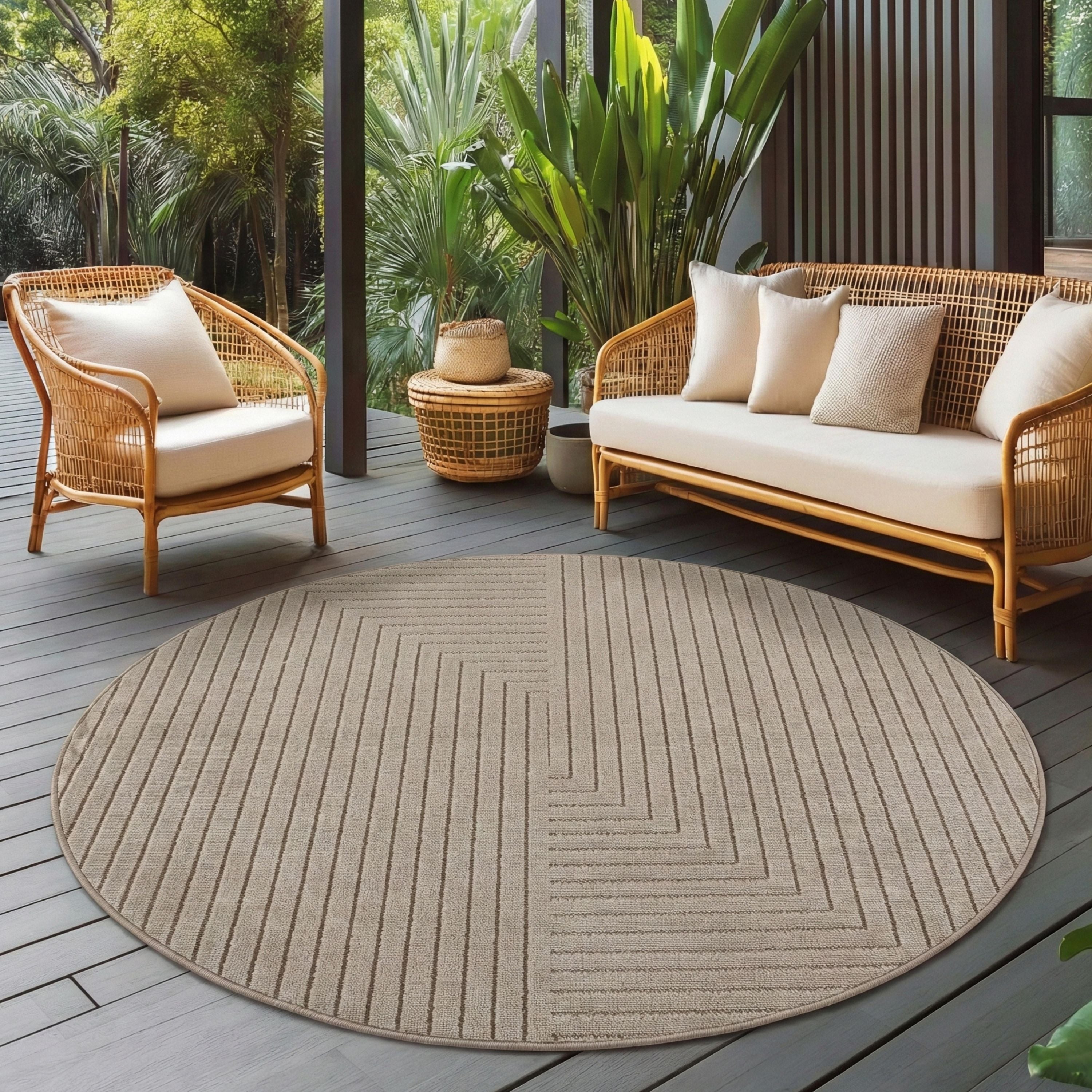 Carpettex Indoor & Outdoor Teppich Wetterfest Wohnzimmer Balkon, Waschbar Beige