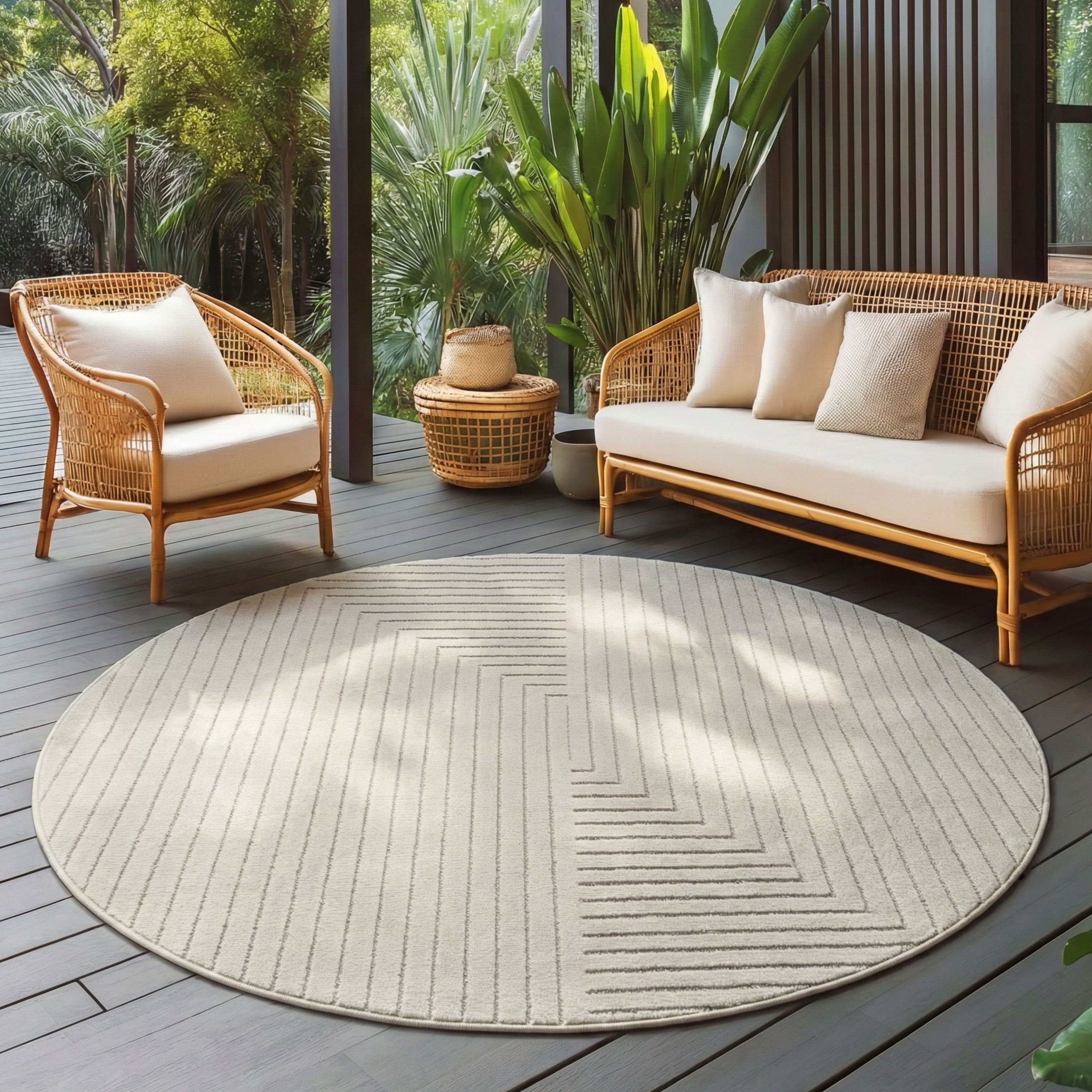Carpettex Indoor & Outdoor Teppich Wetterfest Wohnzimmer Balkon, Waschbar Creme