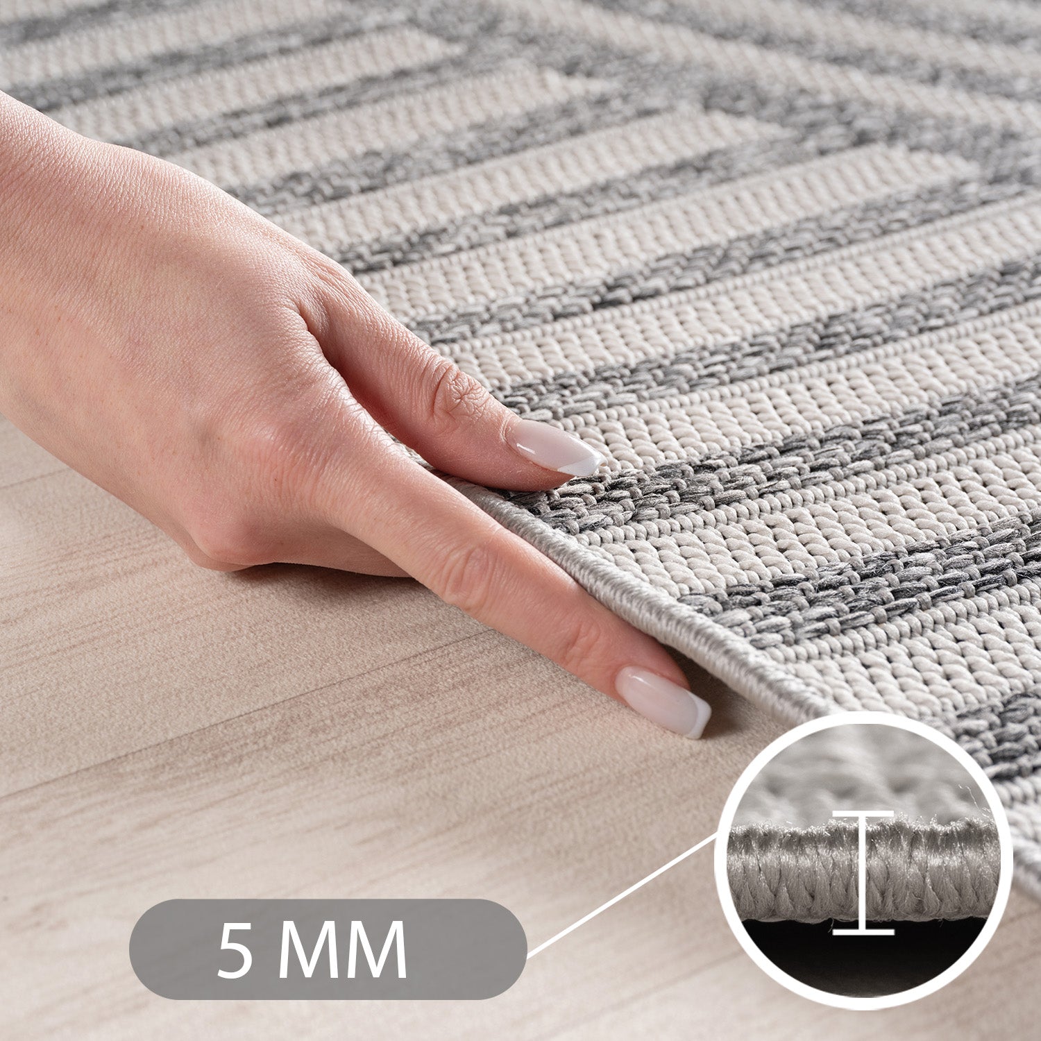 Carpettex Outdoor Carpet, weatherproof, for balcony, terrace, garden, Scandinavian Boho design