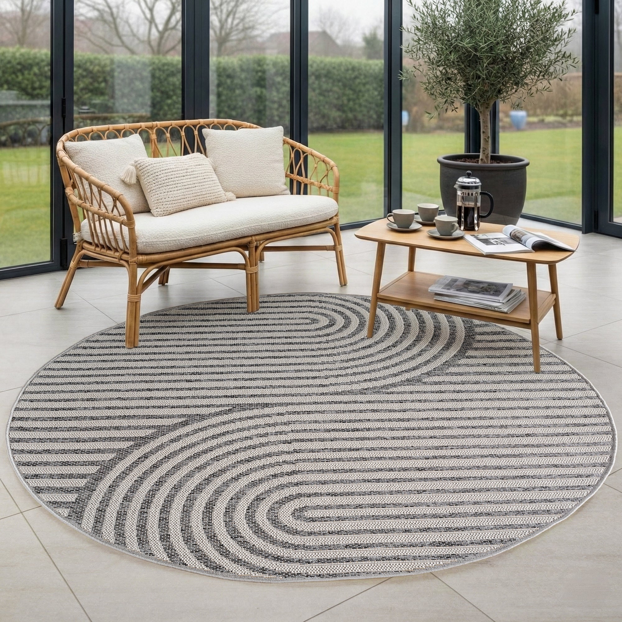 Carpettex Outdoor Carpet, weatherproof, for balcony, terrace, garden, Scandinavian Boho design