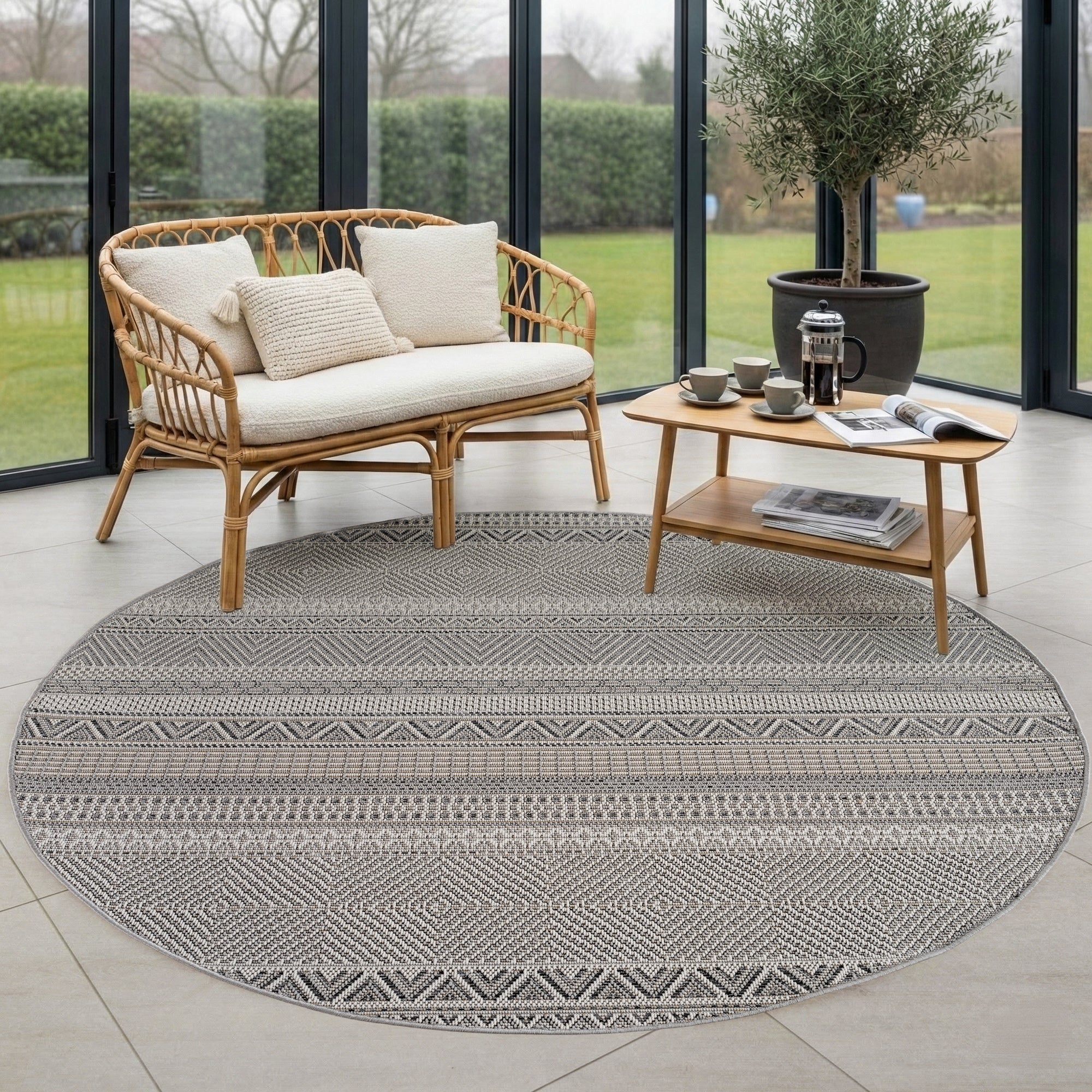 Carpettex Outdoor Teppich wetterfest Balkon, Terrasse, Garten Skandi Boho-Design