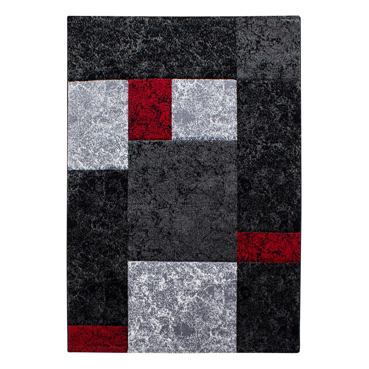 Designer Wohnzimmer Teppich Kurzflor Modern Kariert Design Soft Konturenschnitt