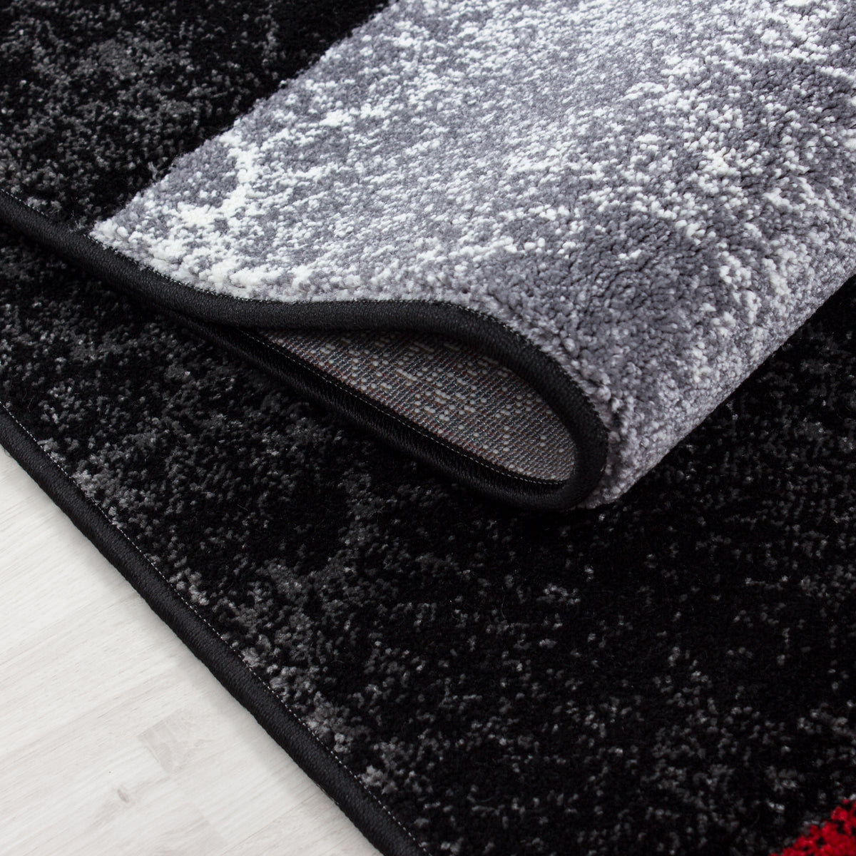Designer Wohnzimmer Teppich Kurzflor Modern Kariert Design Soft Konturenschnitt