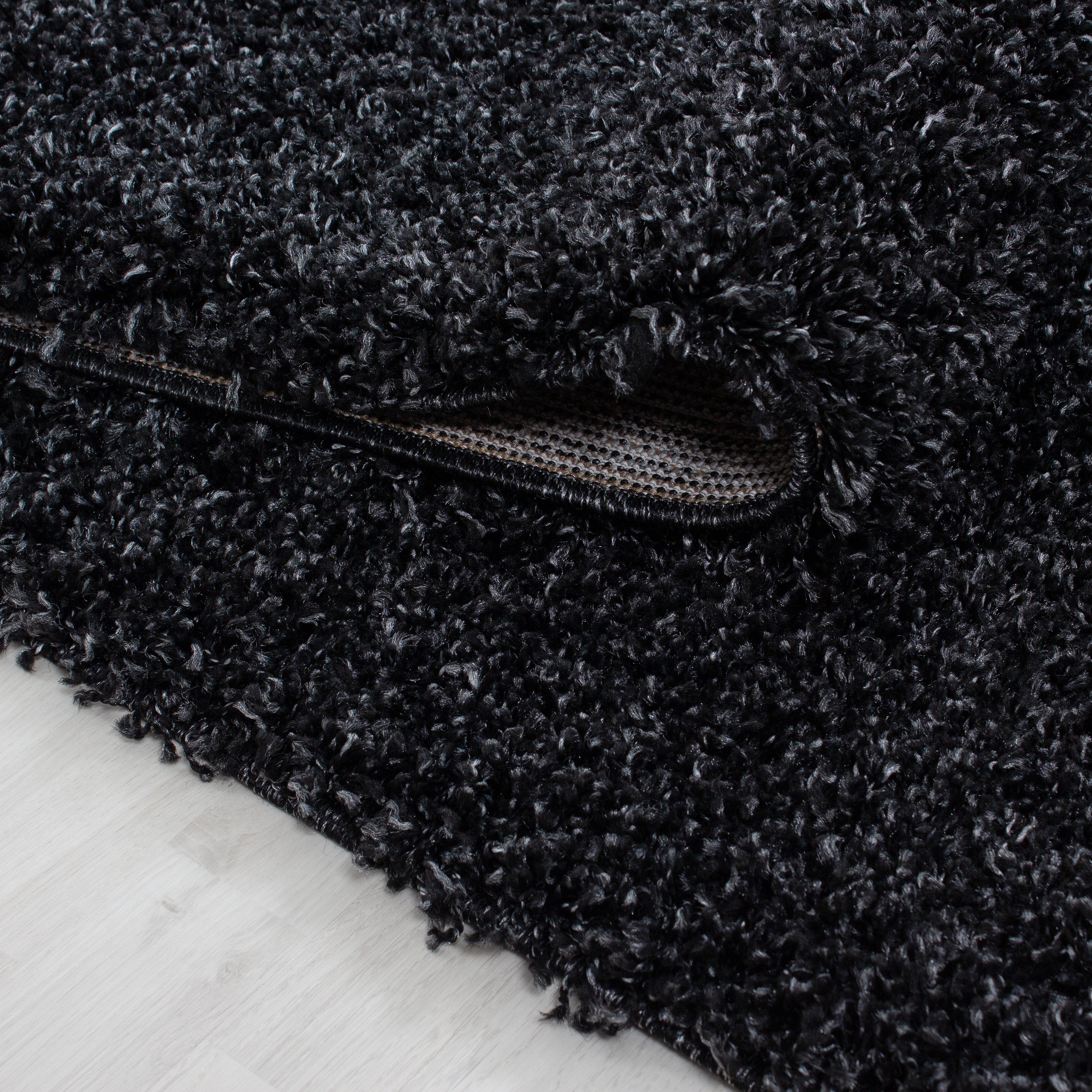 Deep pile rug for living room, long pile shaggy rug, plain design, fluffy