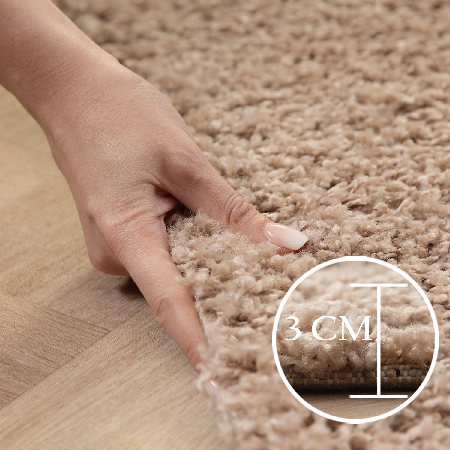 Runder Teppich Wohnzimmer Hochflor Einfarbiges Design Langflor Shaggy Modern