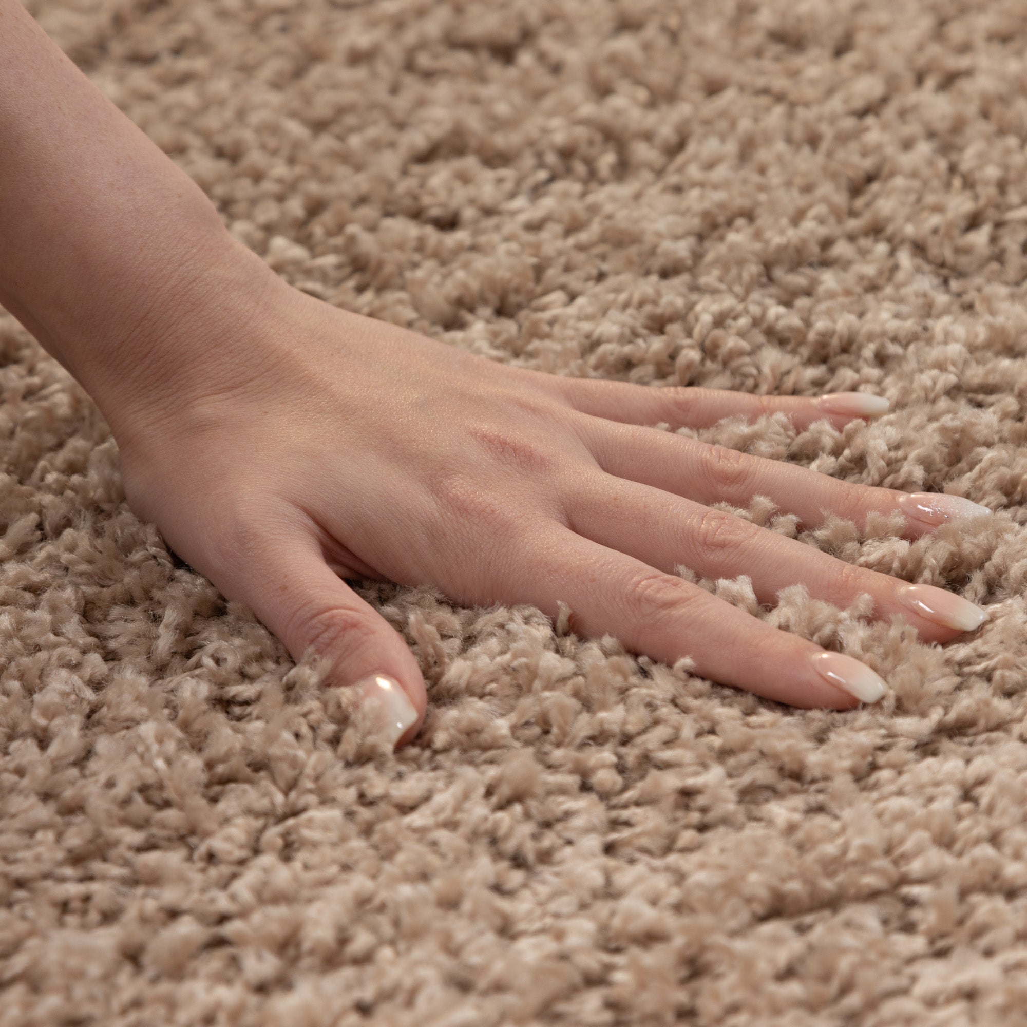 Runder Teppich Wohnzimmer Hochflor Einfarbiges Design Langflor Shaggy Modern
