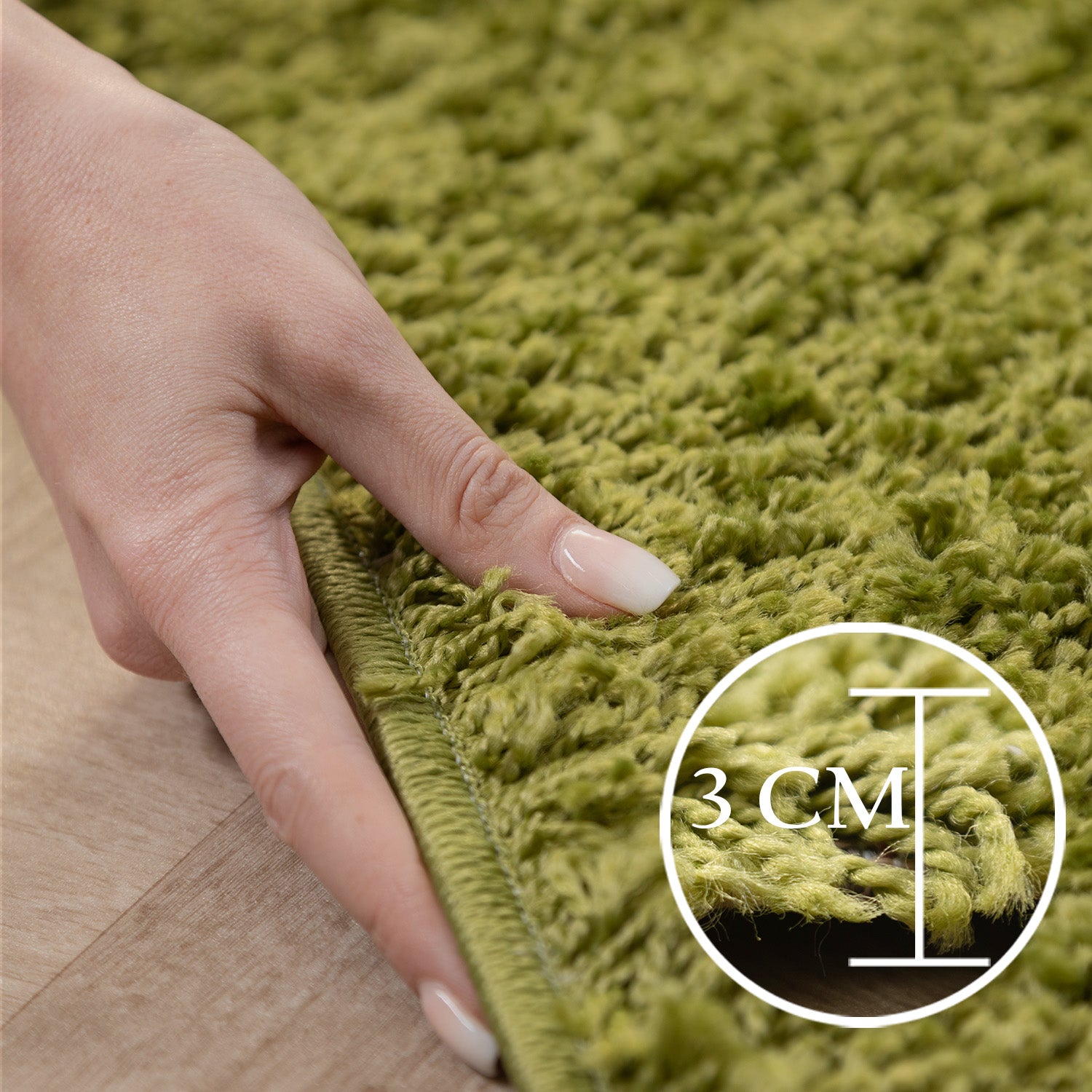 Runder Teppich Wohnzimmer Hochflor Einfarbiges Design Langflor Shaggy Modern