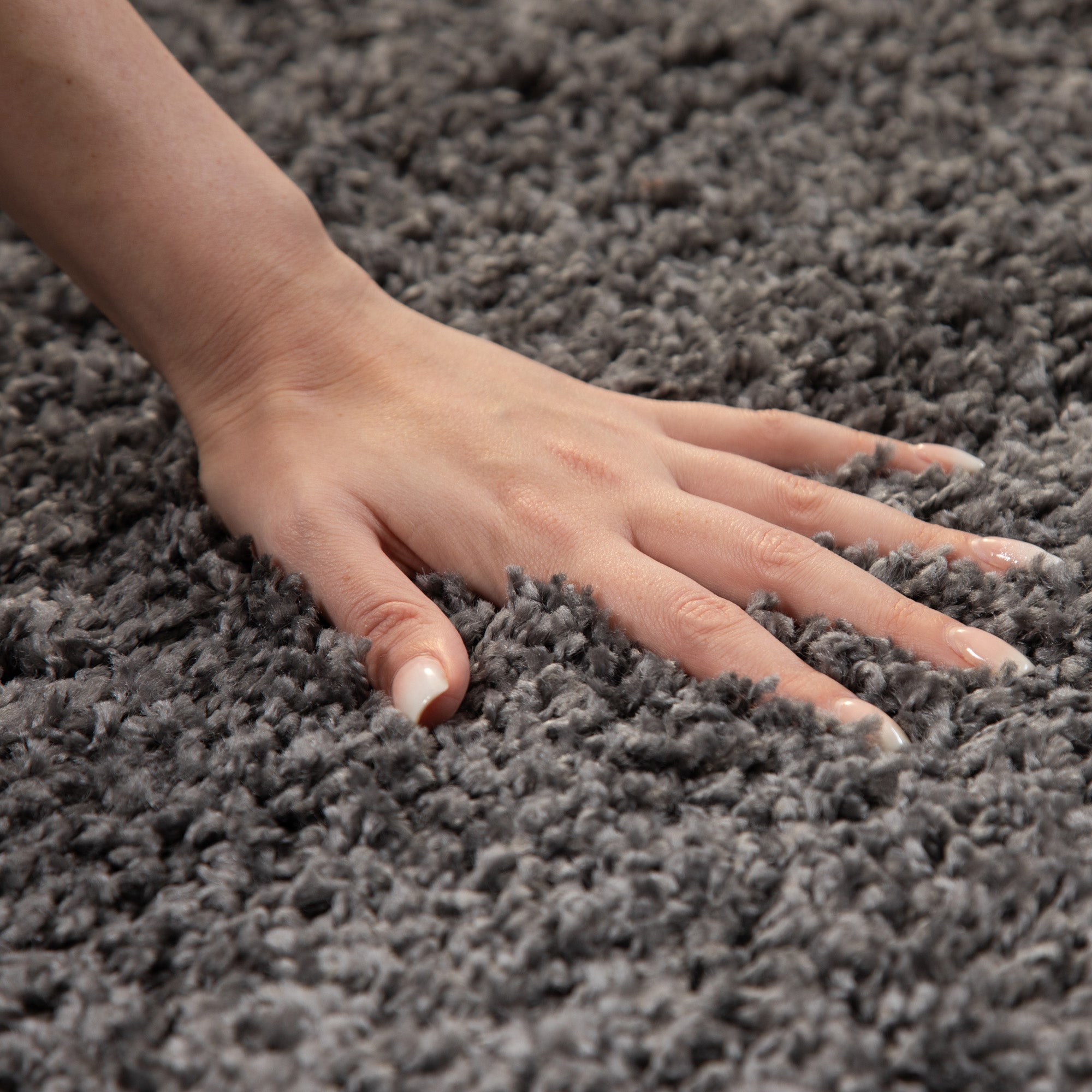 Runder Teppich Wohnzimmer Hochflor Einfarbiges Design Langflor Shaggy Modern