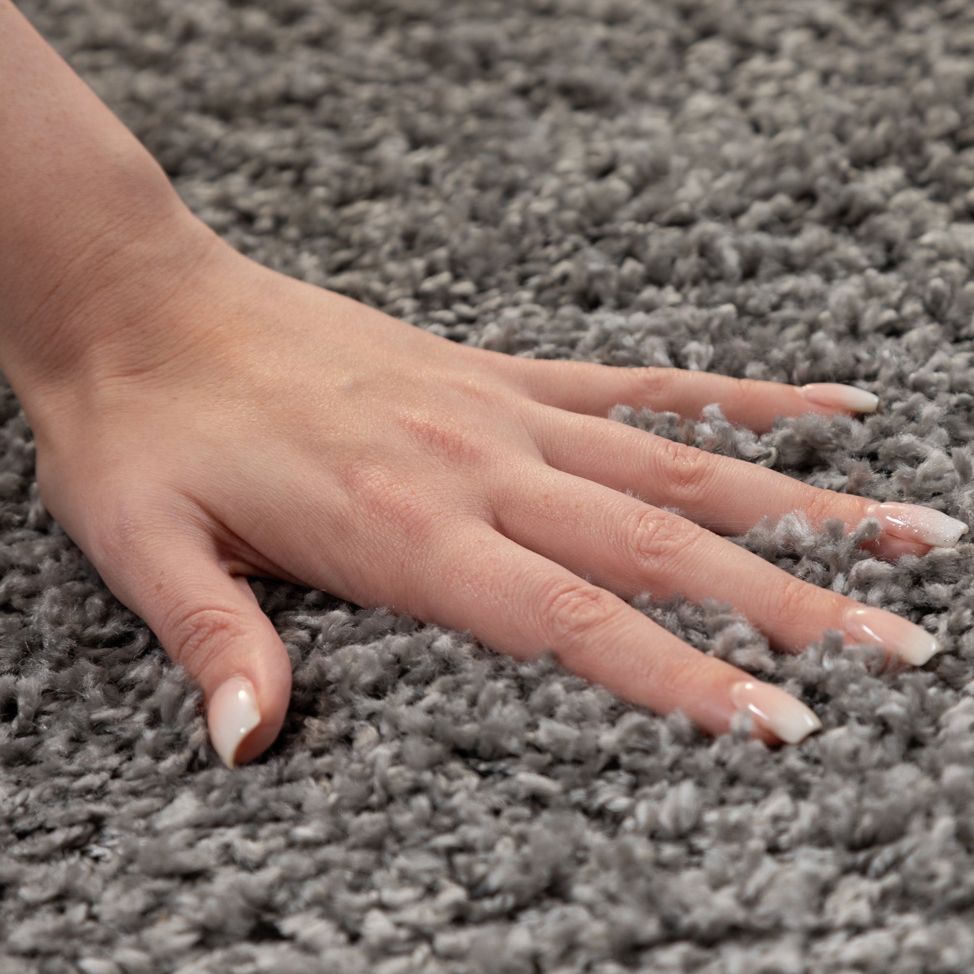 Runder Teppich Wohnzimmer Hochflor Einfarbiges Design Langflor Shaggy Modern