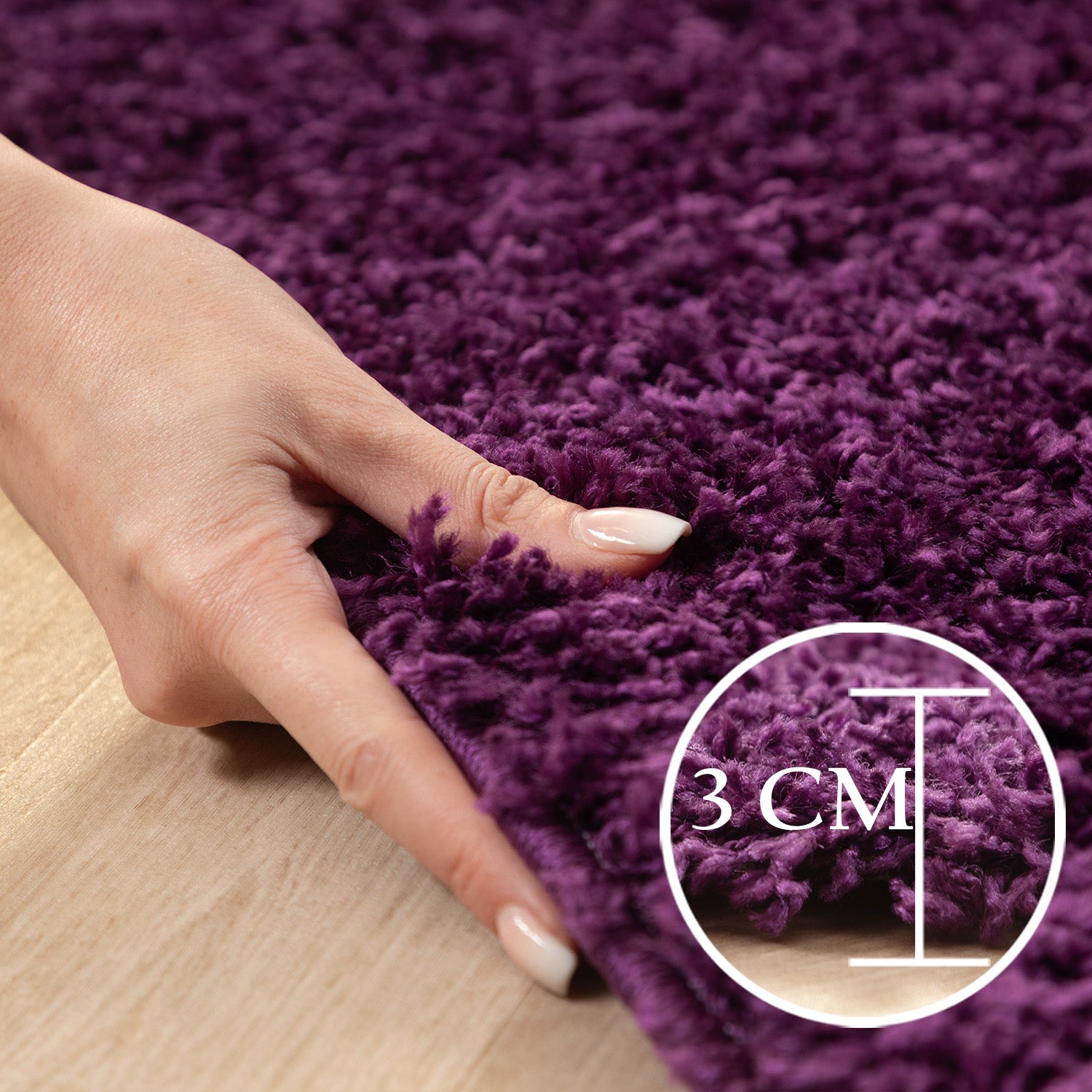 Runder Teppich Wohnzimmer Hochflor Einfarbiges Design Langflor Shaggy Modern