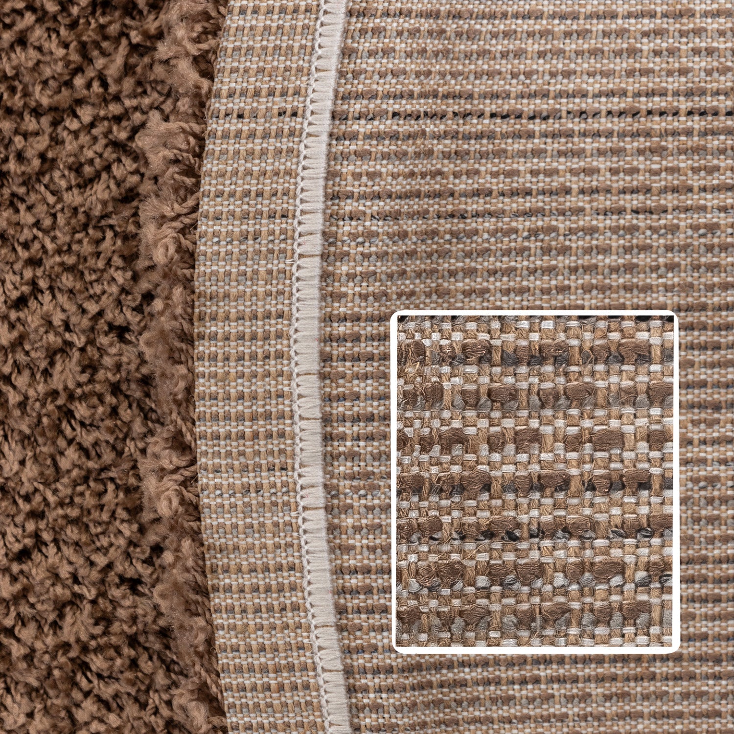 Runder Teppich Wohnzimmer Hochflor Einfarbiges Design Langflor Shaggy Modern