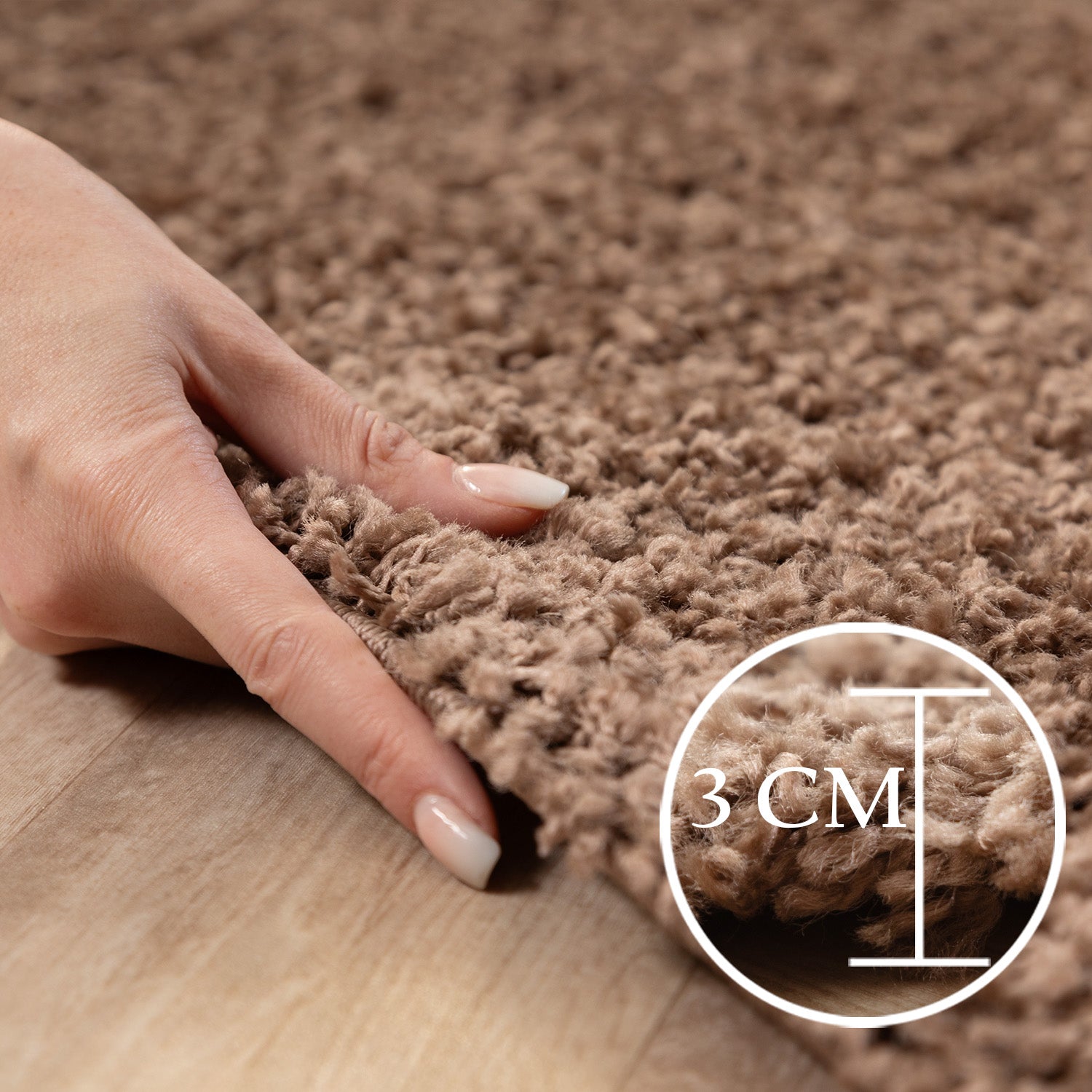 Runder Teppich Wohnzimmer Hochflor Einfarbiges Design Langflor Shaggy Modern