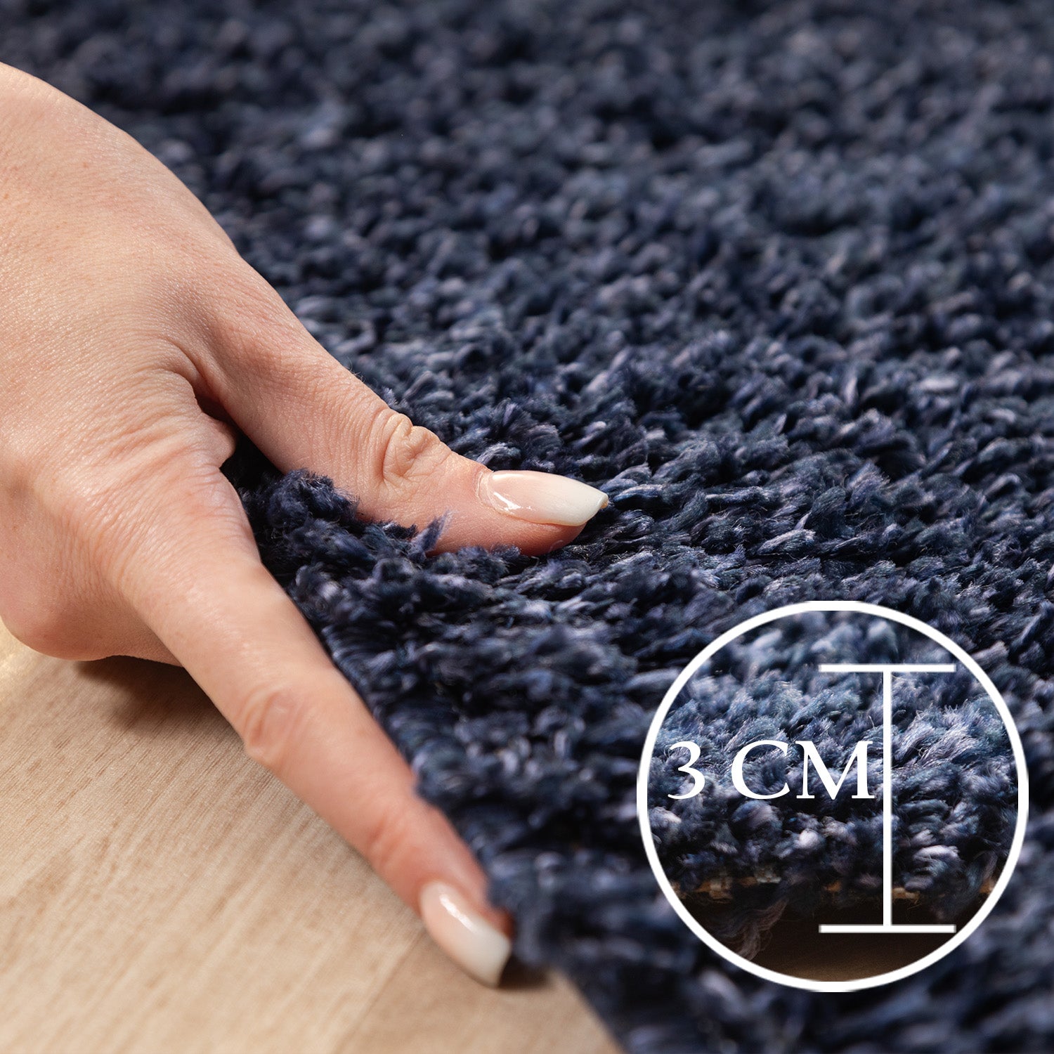 Runder Teppich Wohnzimmer Hochflor Einfarbiges Design Langflor Shaggy Modern