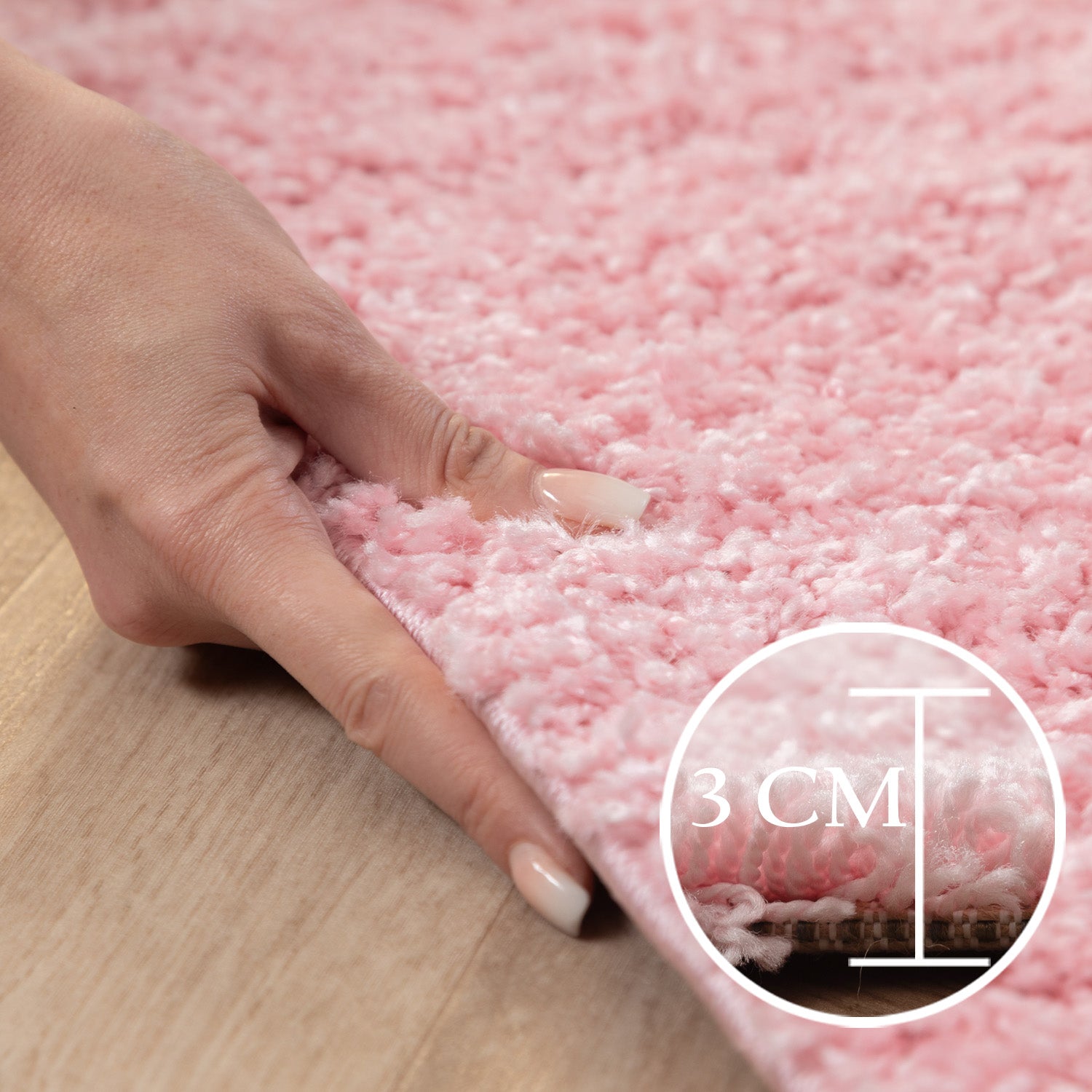 Runder Teppich Wohnzimmer Hochflor Einfarbiges Design Langflor Shaggy Modern
