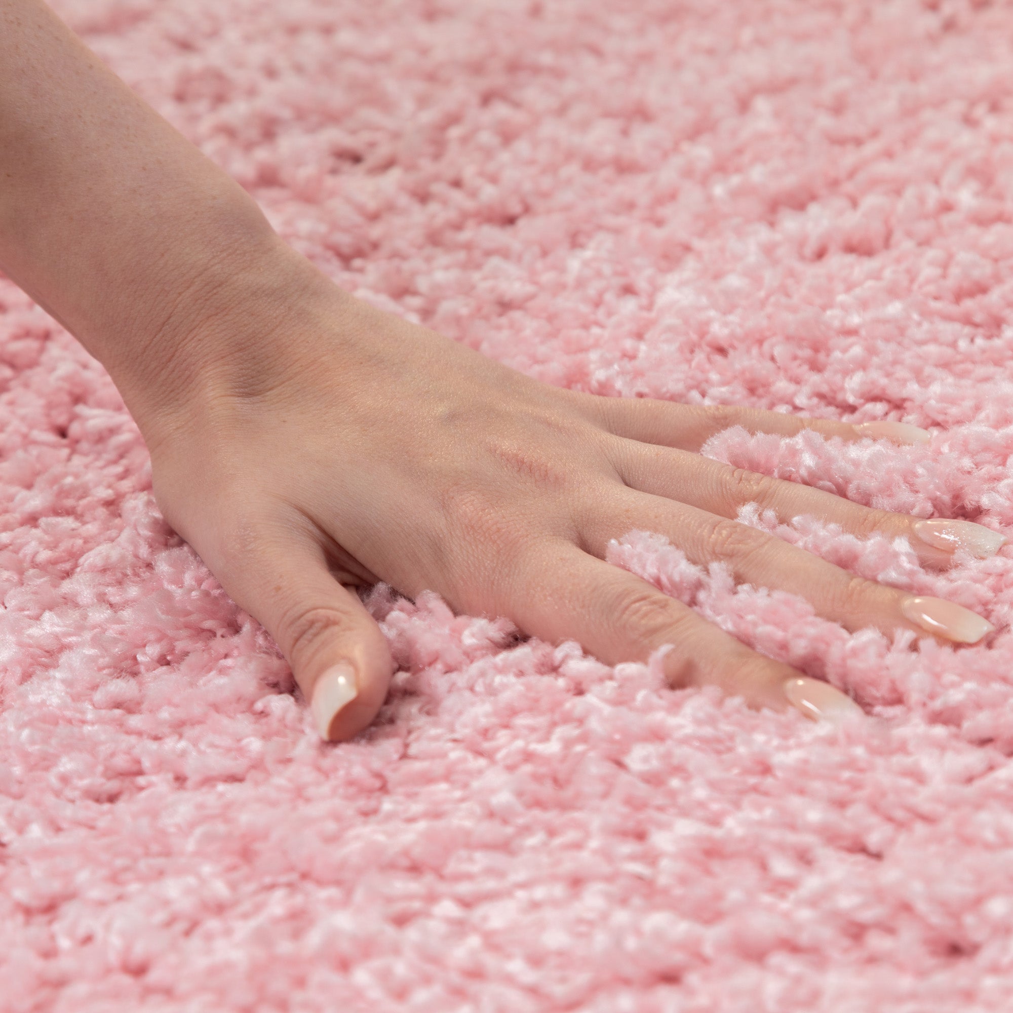 Runder Teppich Wohnzimmer Hochflor Einfarbiges Design Langflor Shaggy Modern