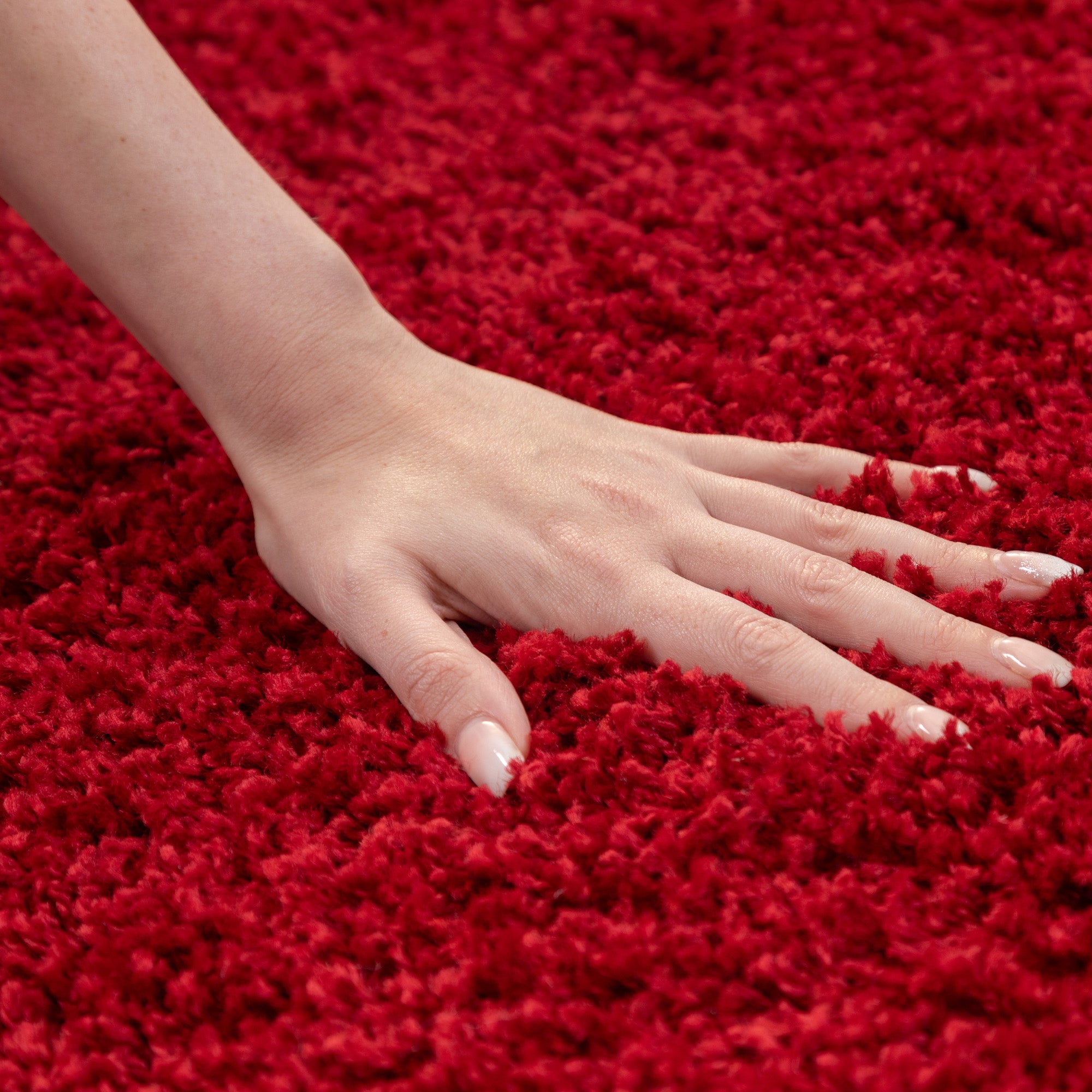 Runder Teppich Wohnzimmer Hochflor Einfarbiges Design Langflor Shaggy Modern