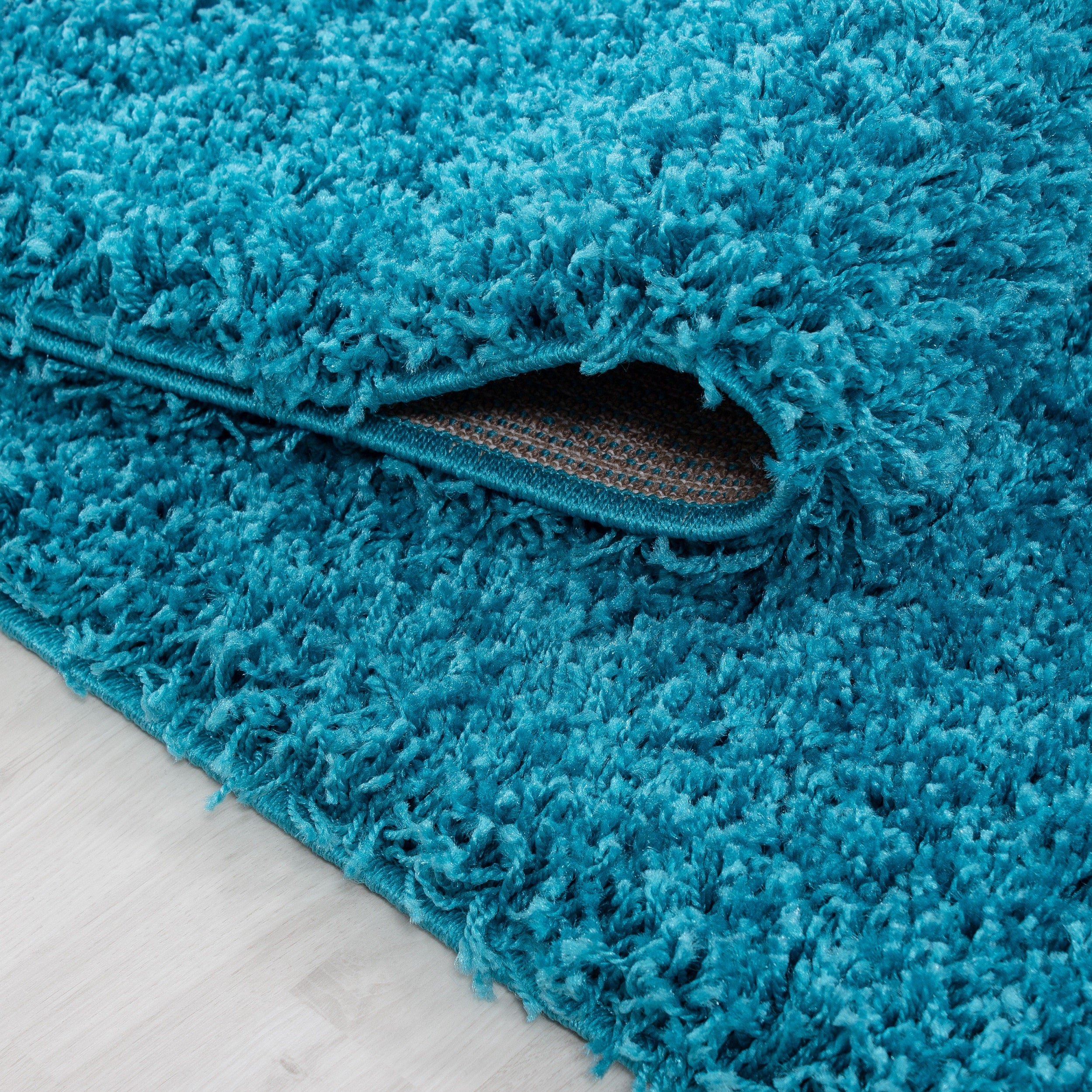 Deep pile rug for living room, long pile shaggy rug, plain design, fluffy