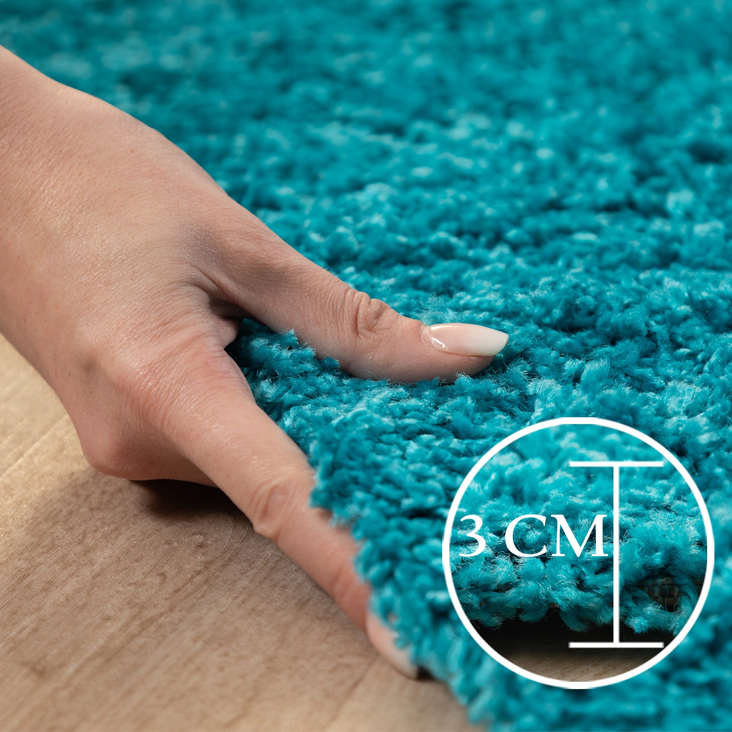 Runder Teppich Wohnzimmer Hochflor Einfarbiges Design Langflor Shaggy Modern