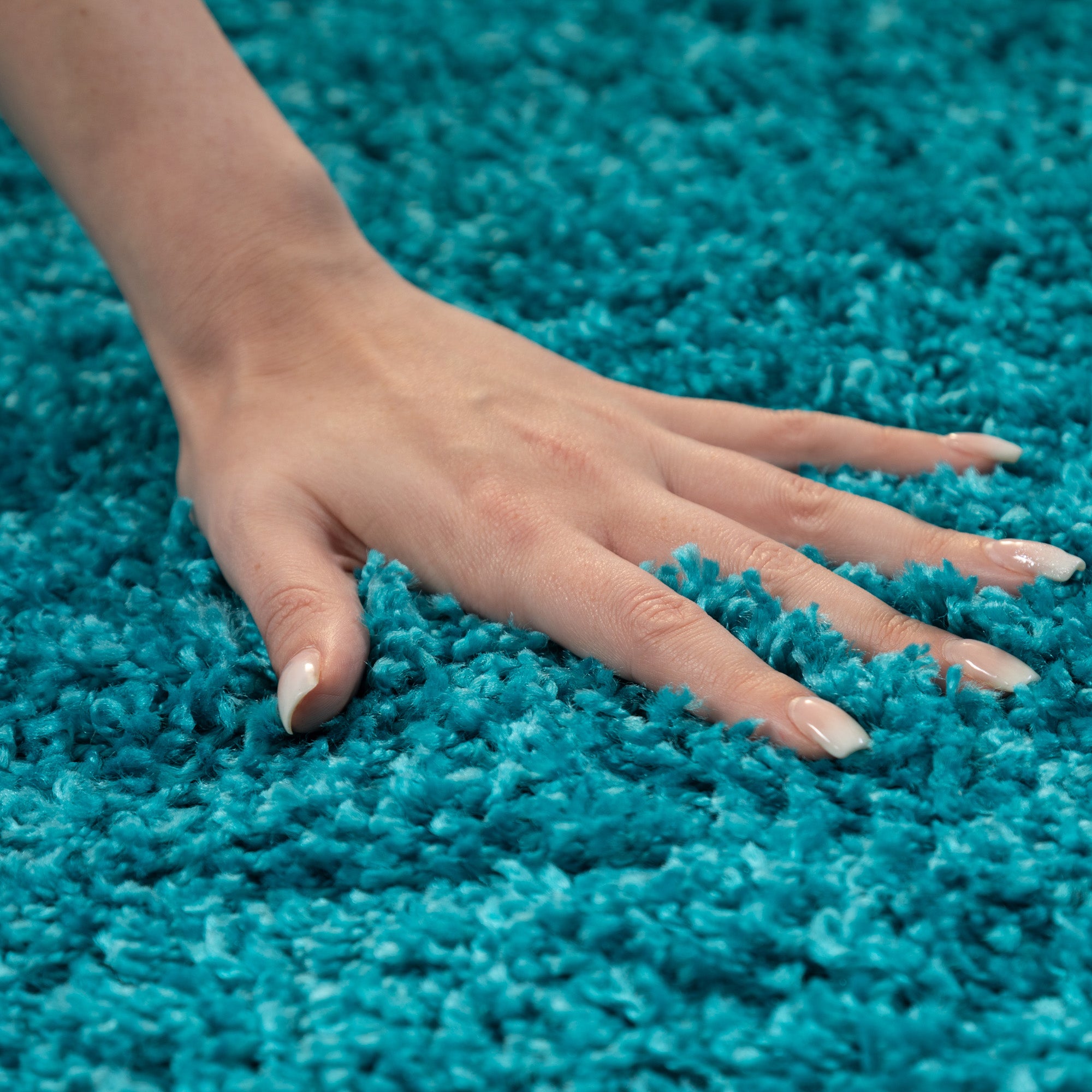 Runder Teppich Wohnzimmer Hochflor Einfarbiges Design Langflor Shaggy Modern