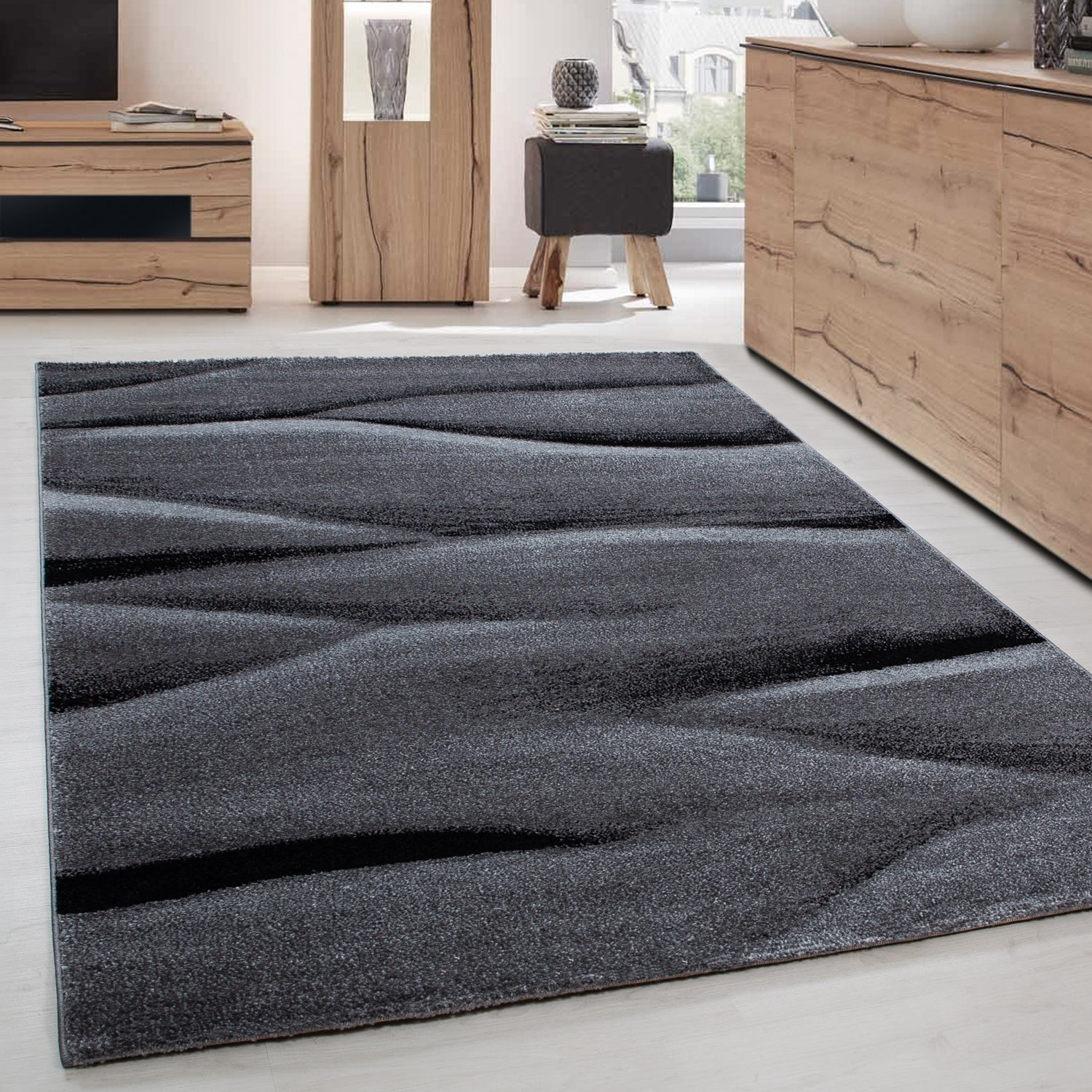 Teppich Wohnzimmer Schlafzimmer Esszimmer Kurzflor Modern Optik Meliert