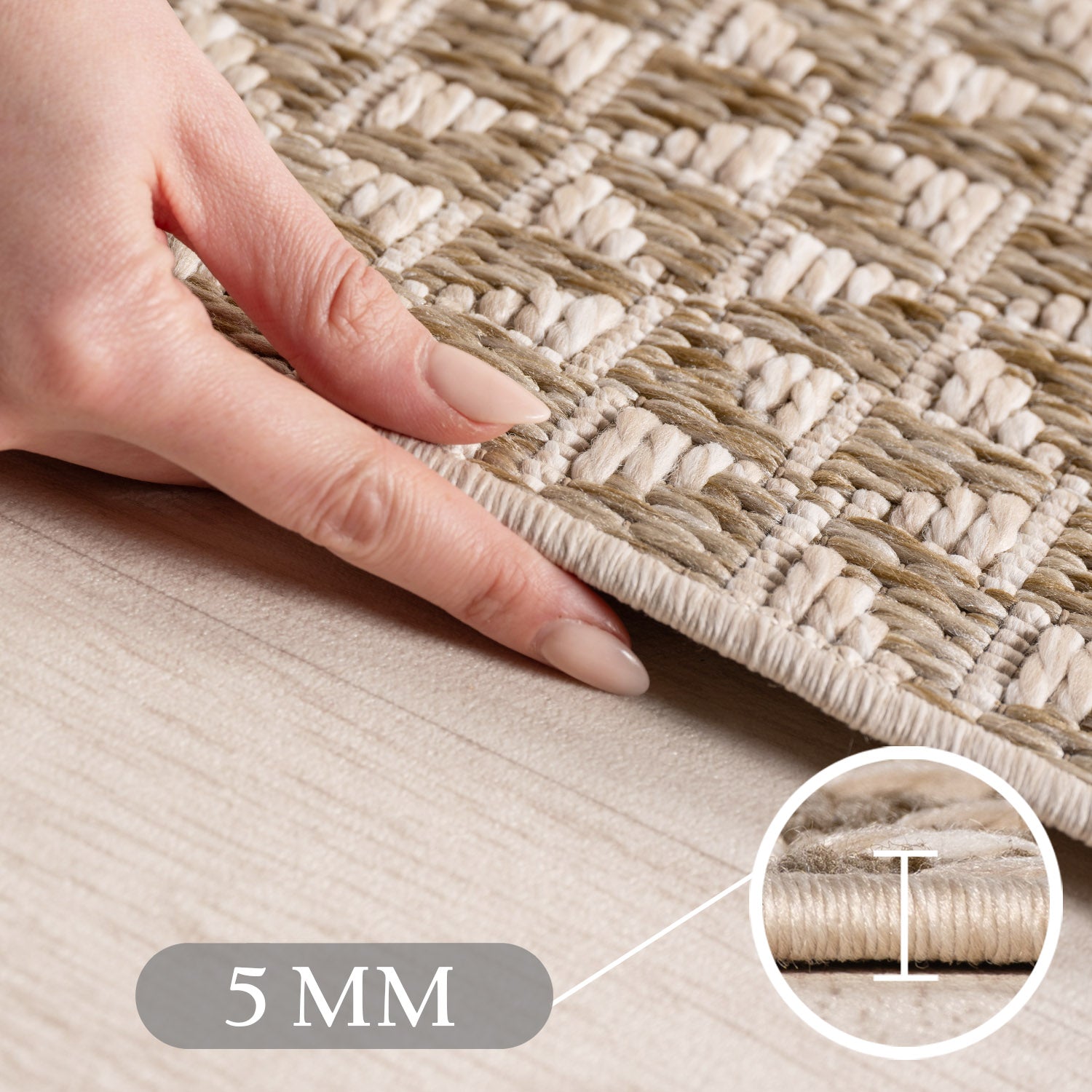 Tapis d'extérieur Carpettex, résistant aux intempéries, idéal pour la cuisine, le balcon et le salon, style bohème, beige-3